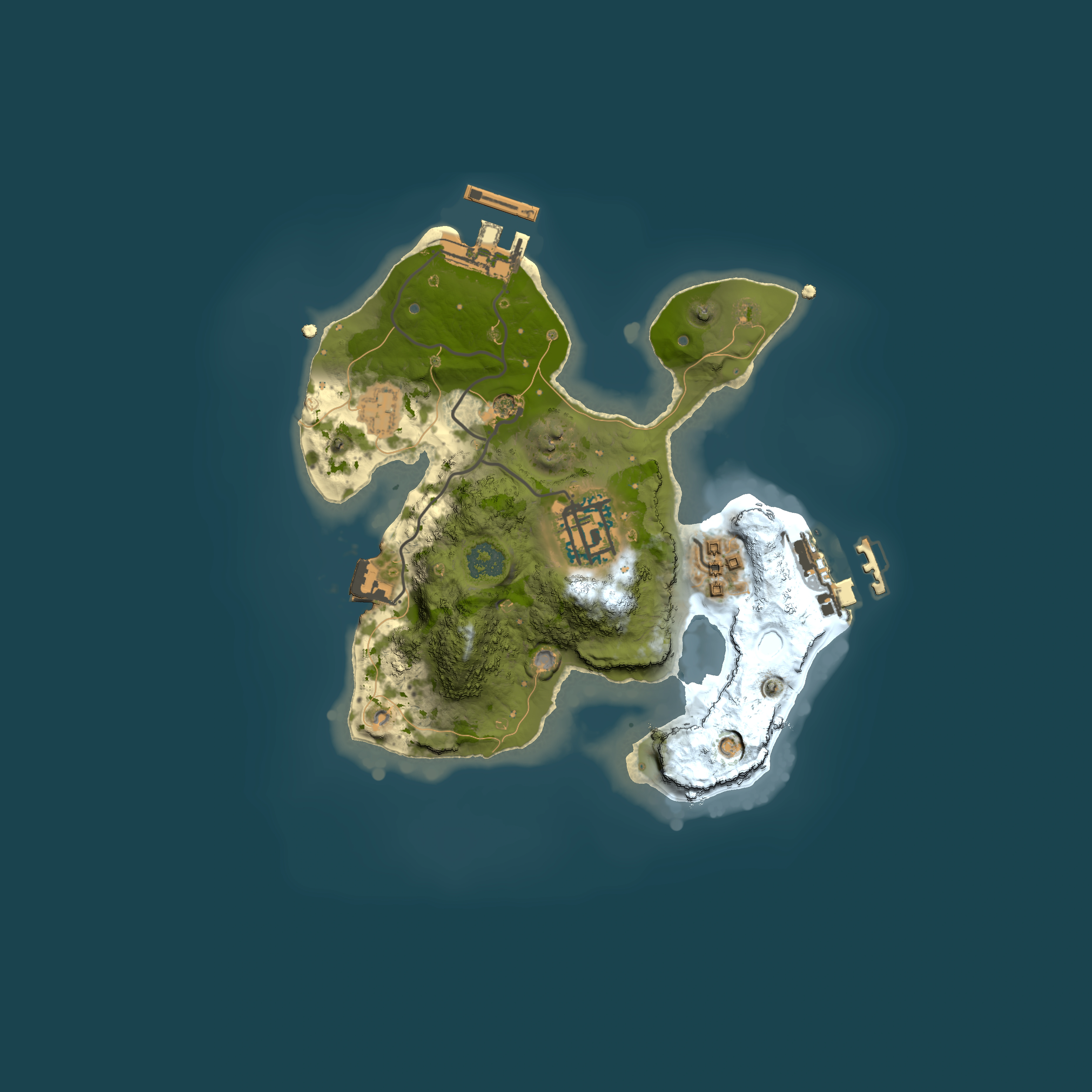 Full top-down render of Rust map seed 1849649421, 2000x2000m