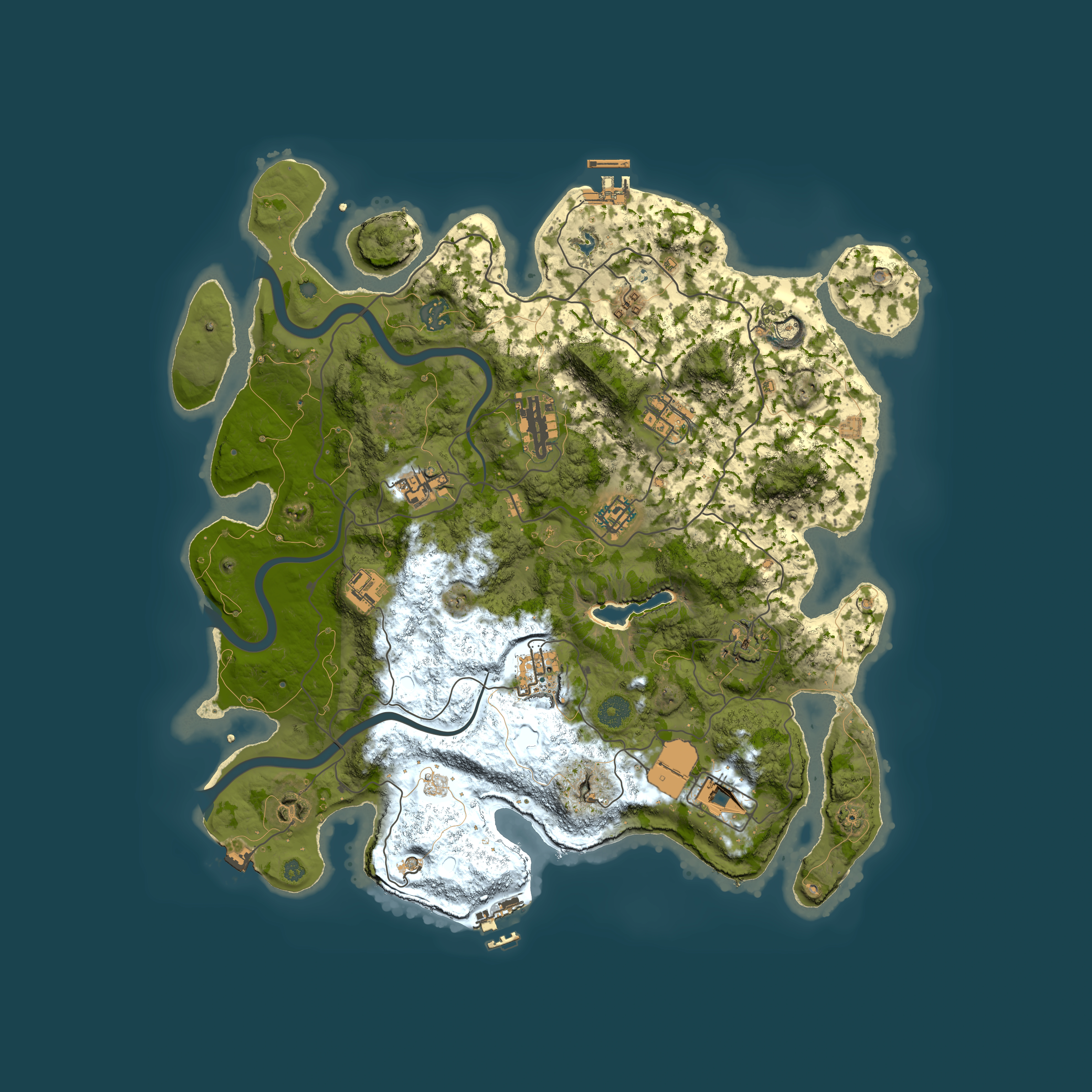 Full top-down render of Rust map seed 131764718, 4000x4000m