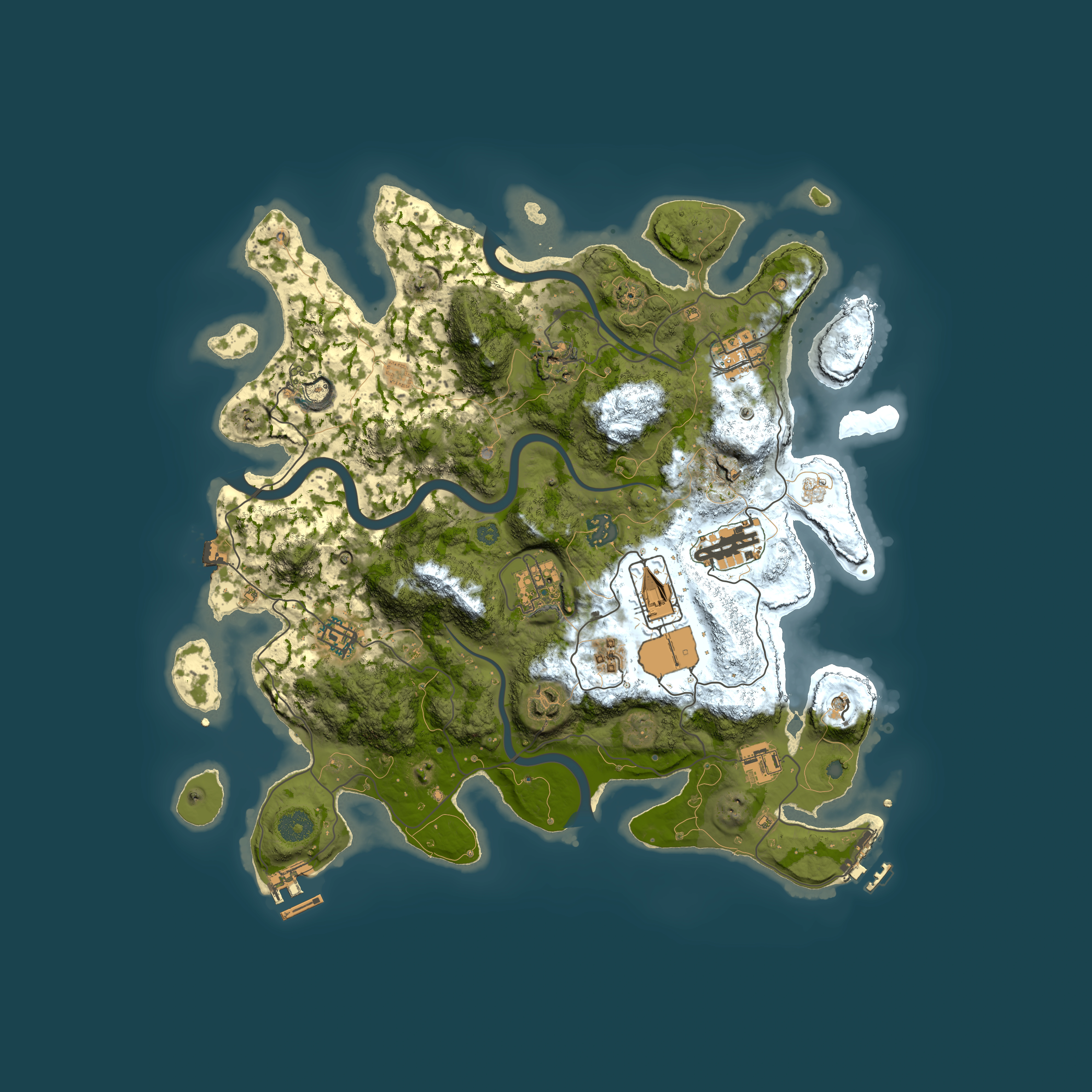 Full top-down render of Rust map seed 1029478099, 3800x3800m