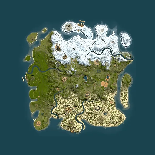 Rust map seed 342993496, 4400x4400m top-down preview