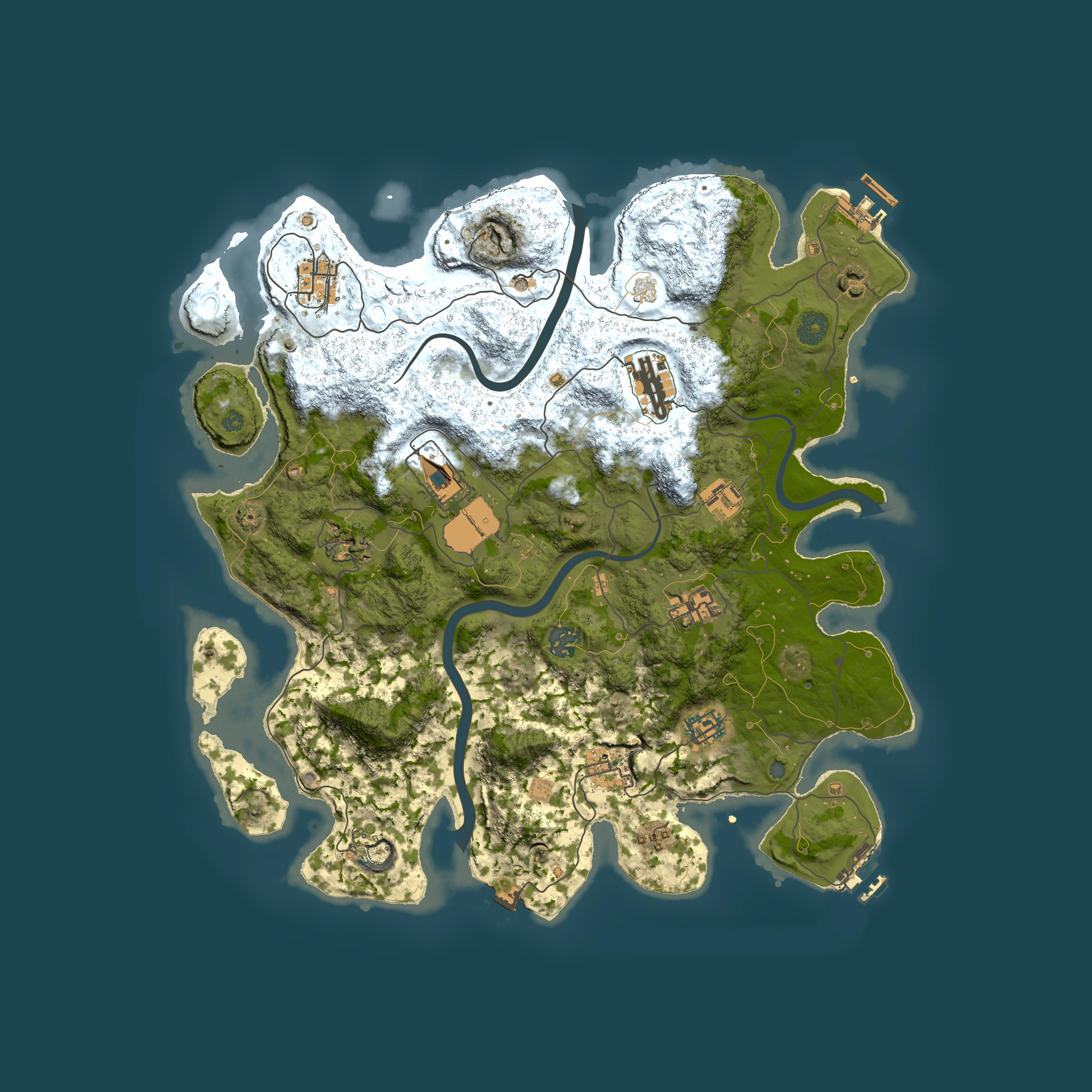 Full top-down render of Rust map seed 106572866, 3950x3950m