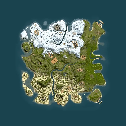 Rust map seed 106572866, 3950x3950m top-down preview