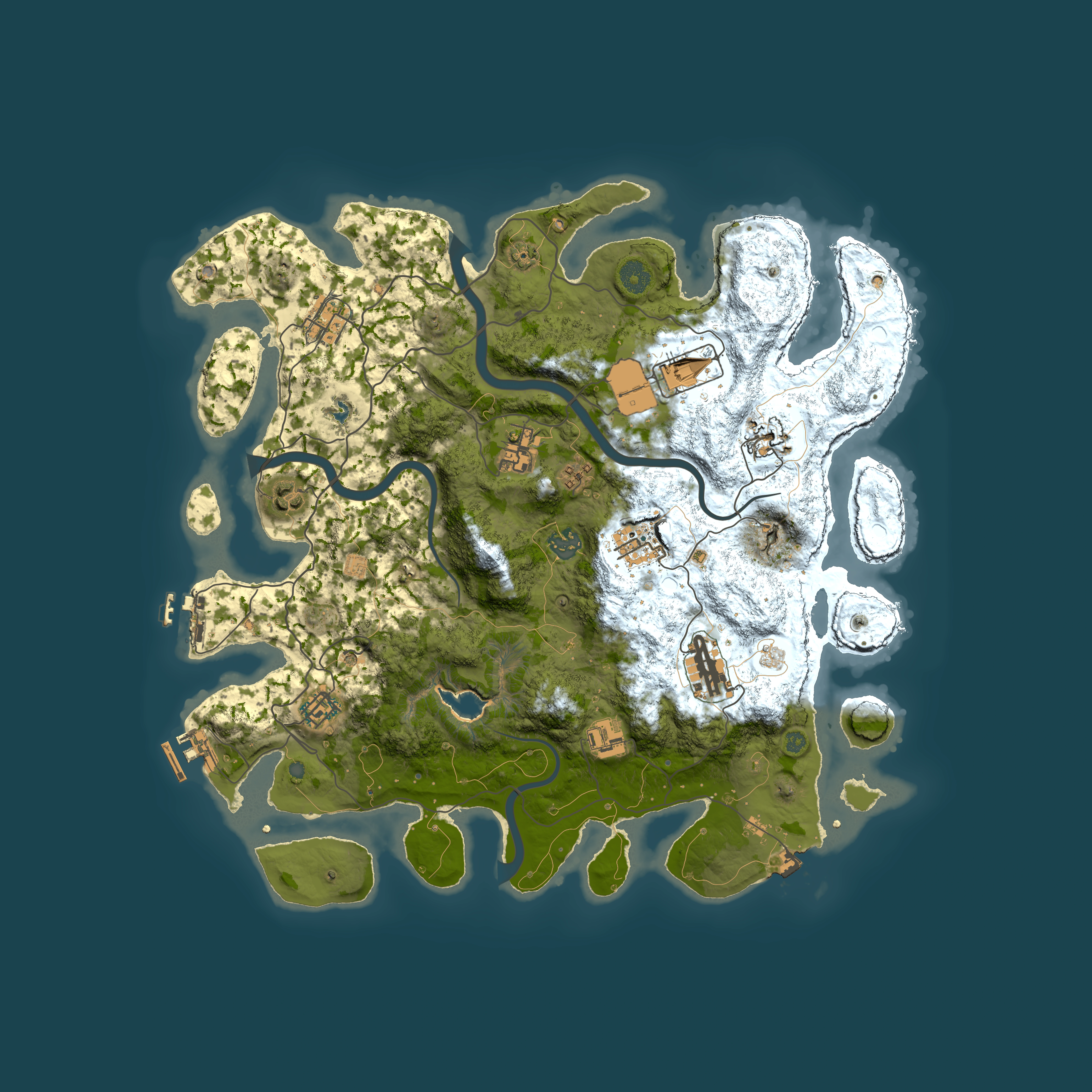 Full top-down render of Rust map seed 1926757387, 4000x4000m
