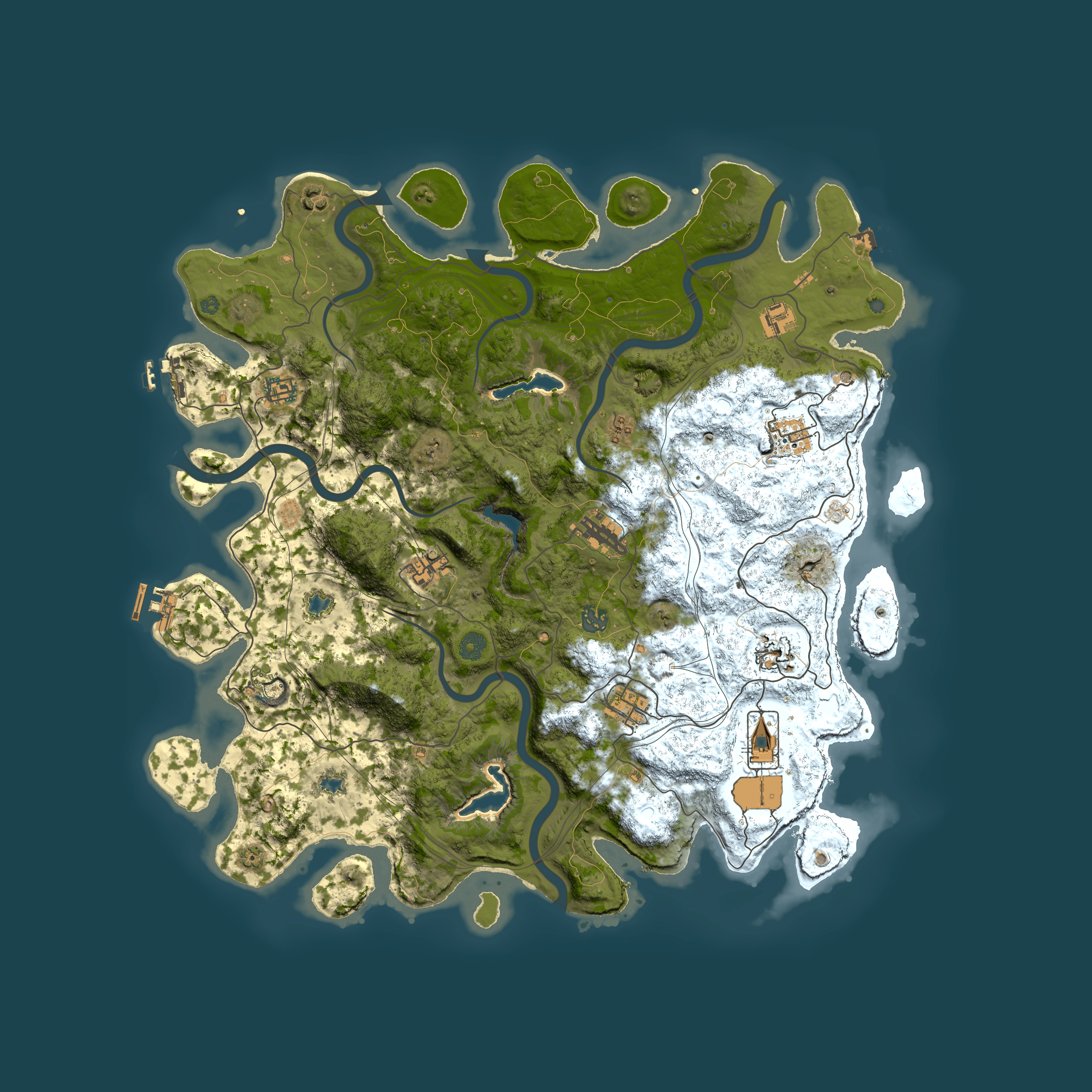Full top-down render of Rust map seed 577327673, 4600x4600m