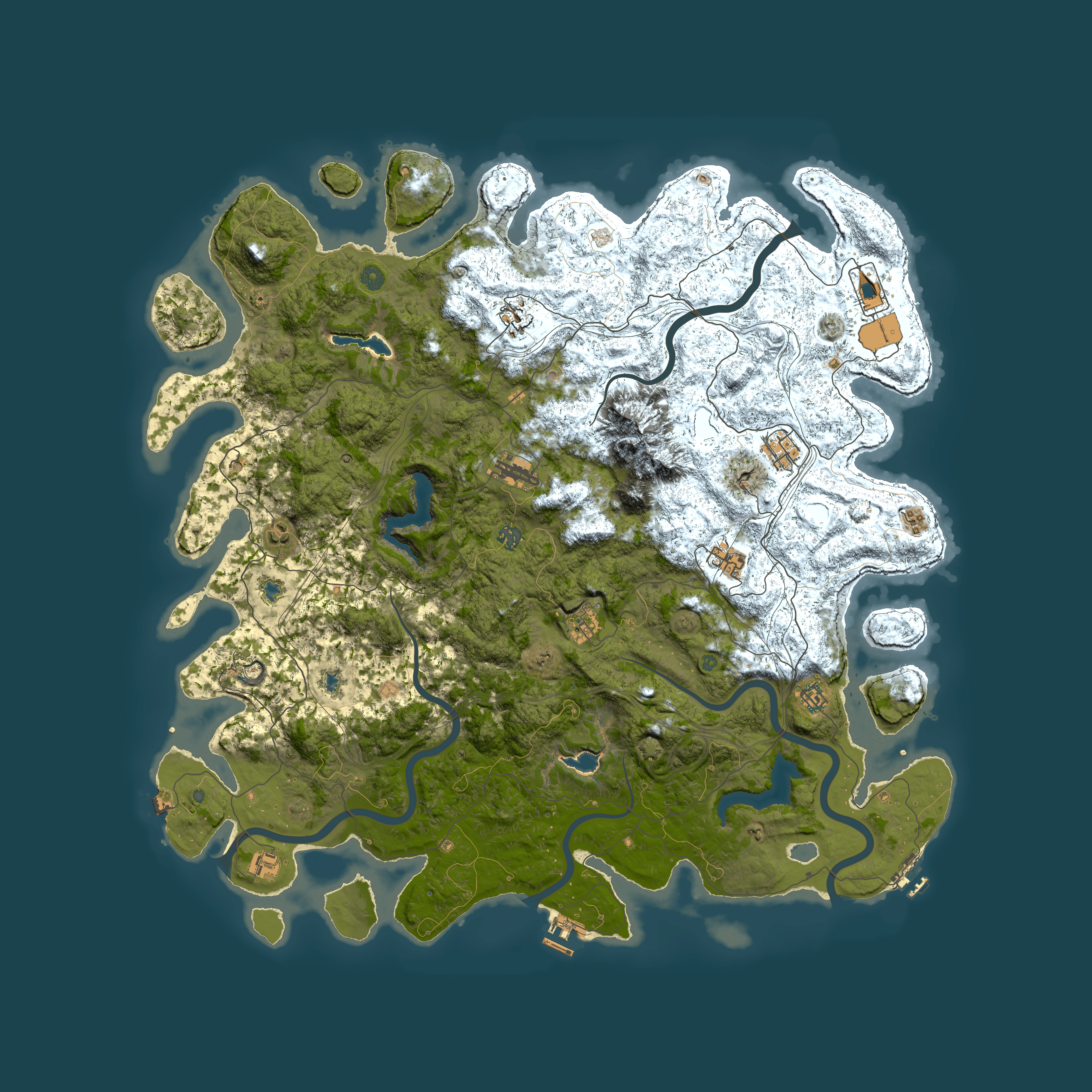 Full top-down render of Rust map seed 1234764433, 5450x5450m