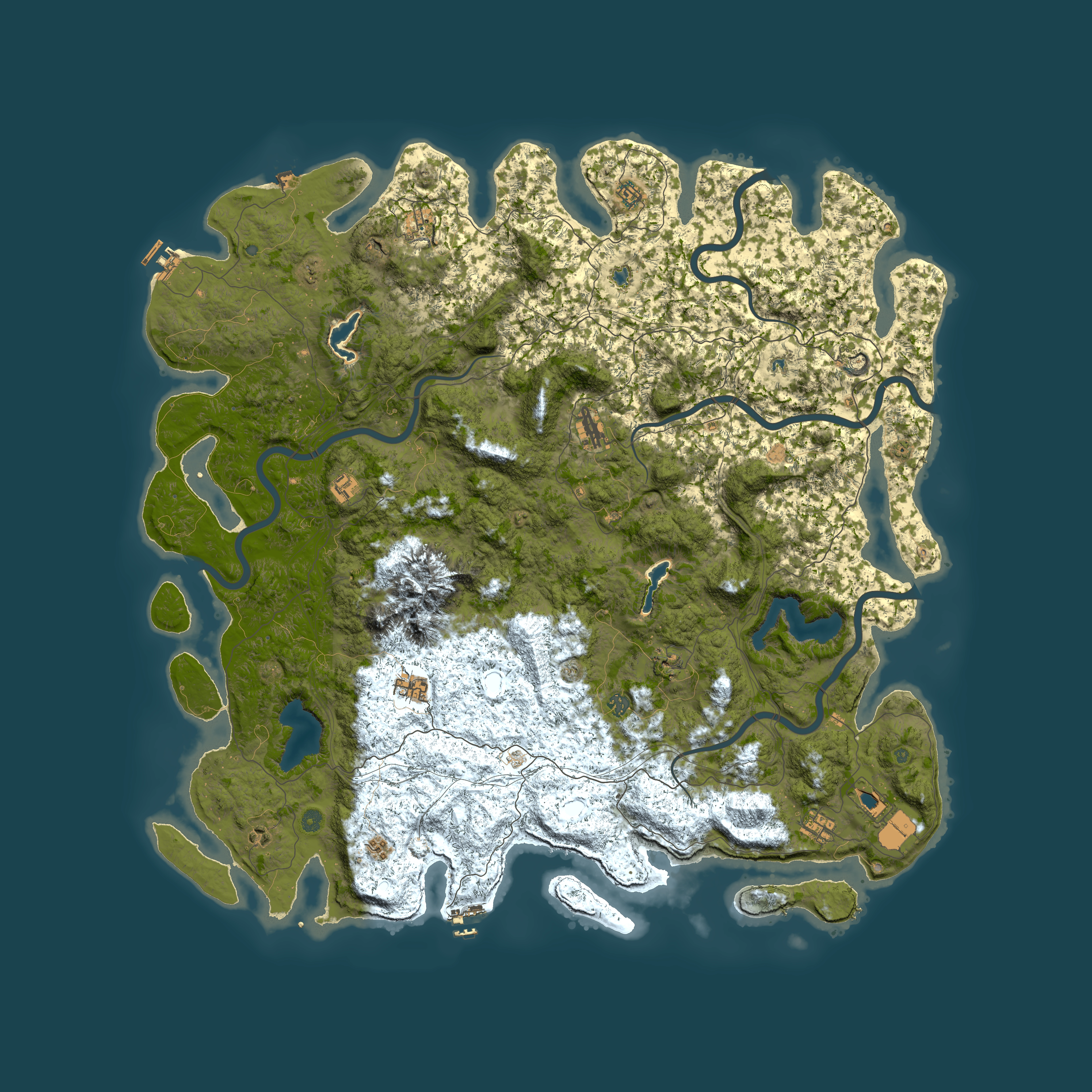 Full top-down render of Rust map seed 2134716047, 6000x6000m