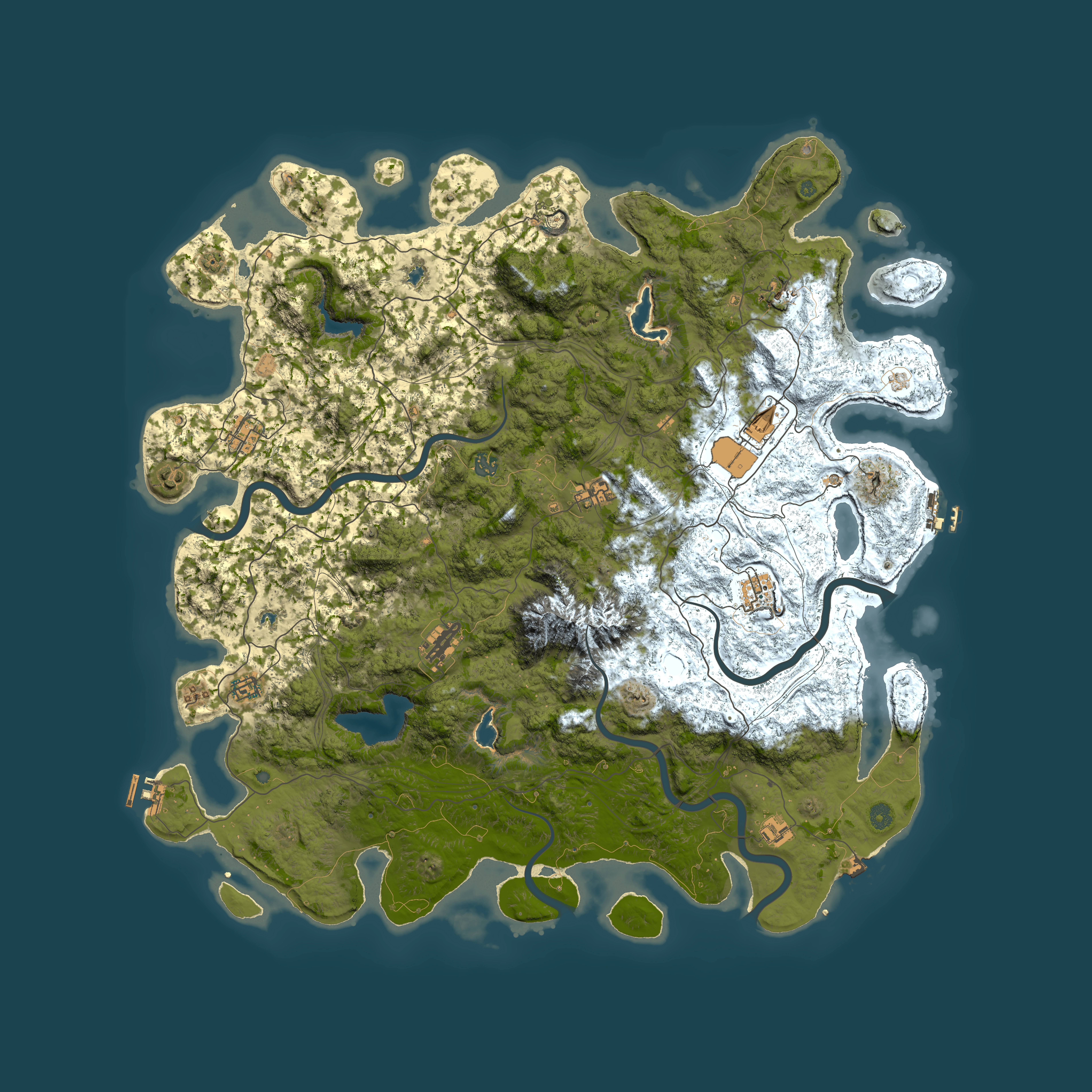 Full top-down render of Rust map seed 1363890949, 5350x5350m