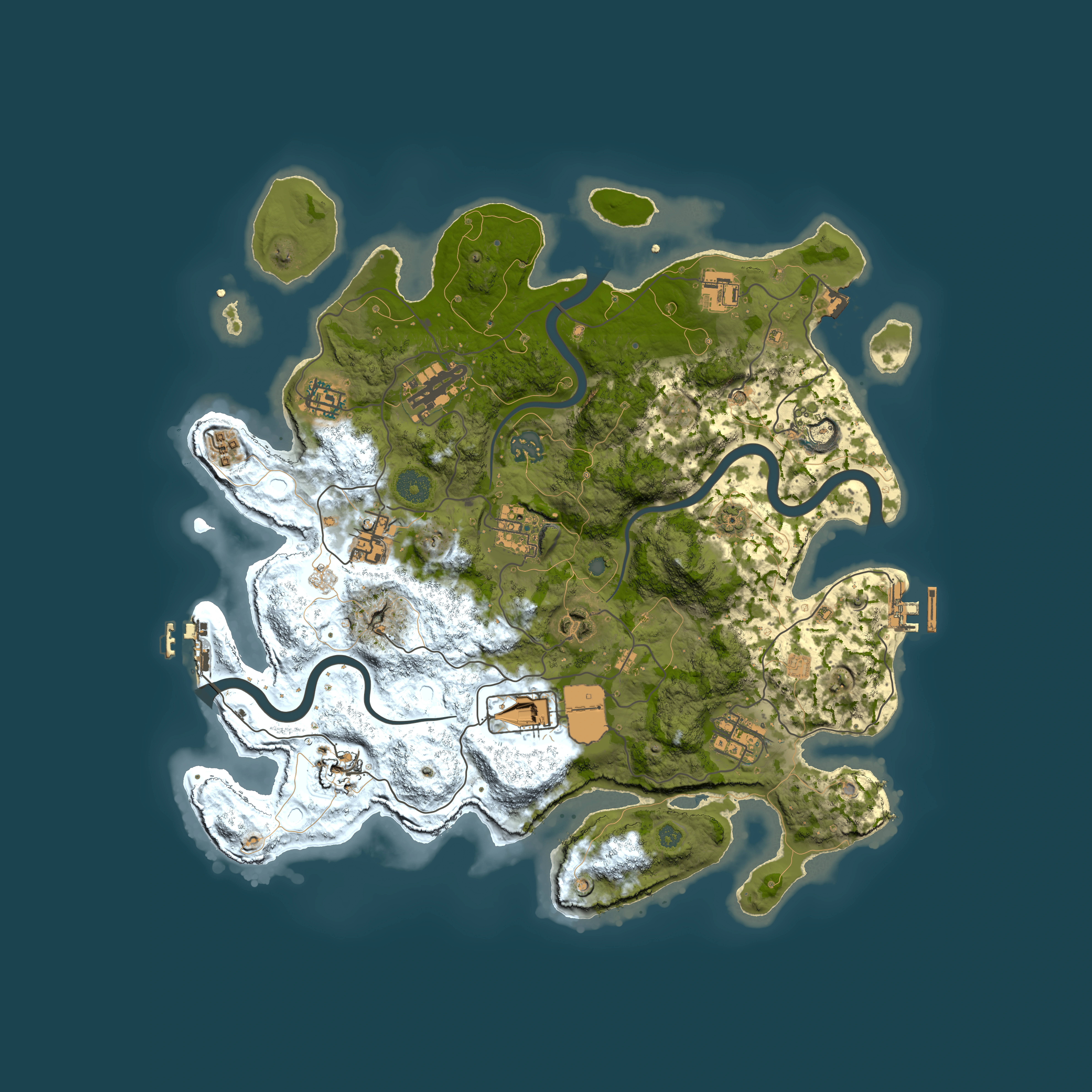 Full top-down render of Rust map seed 242700015, 3750x3750m