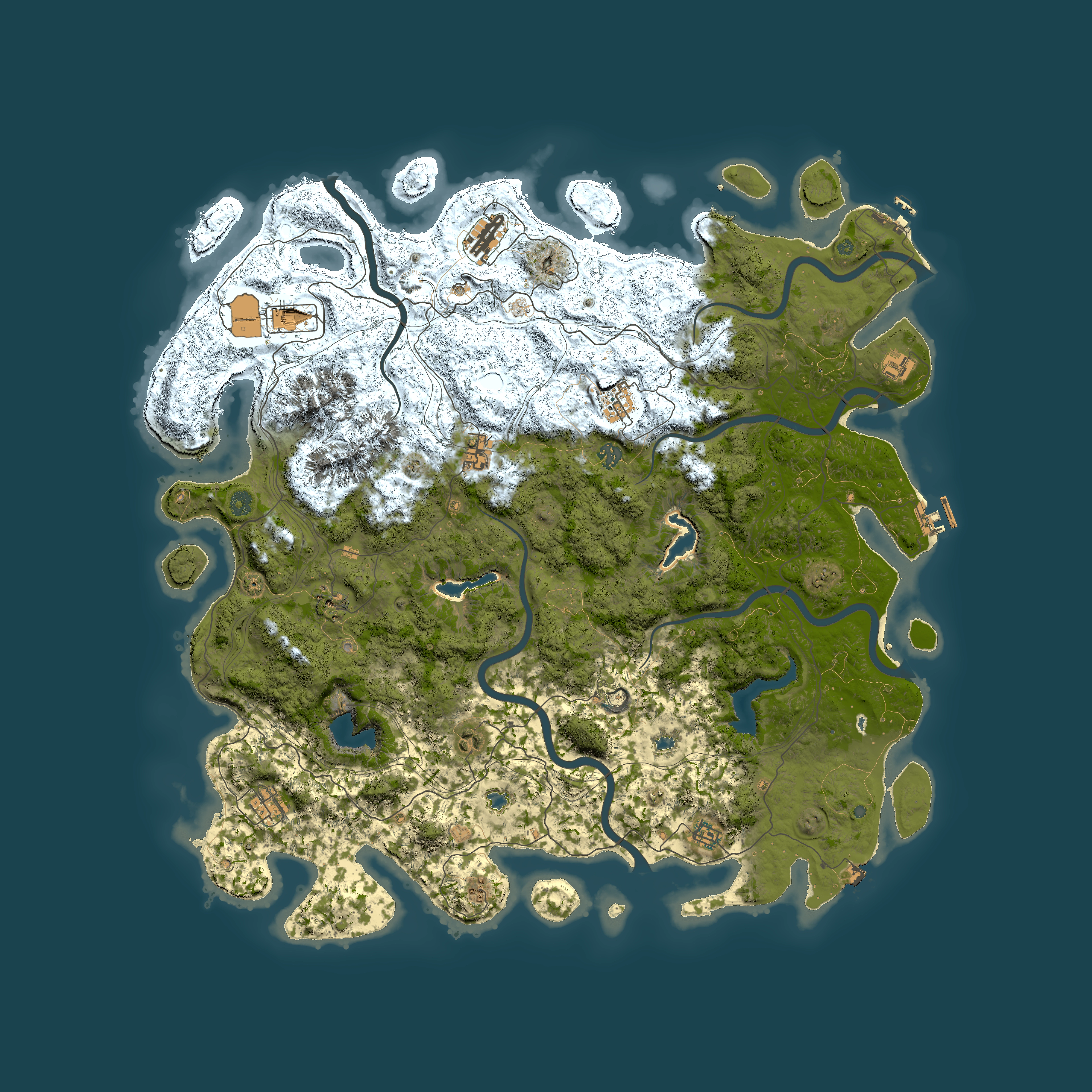 Full top-down render of Rust map seed 33716311, 5350x5350m