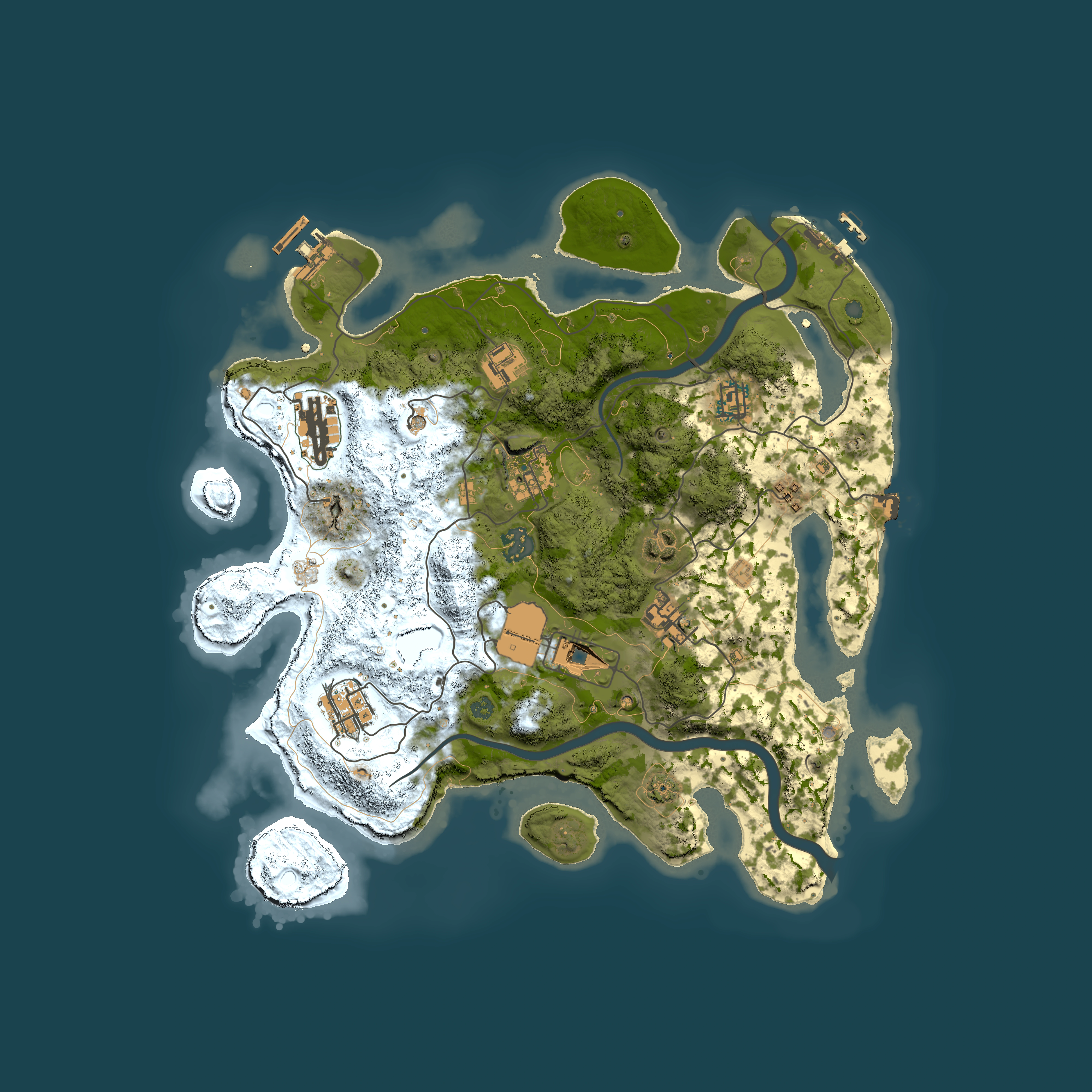 Full top-down render of Rust map seed 2128827011, 3650x3650m