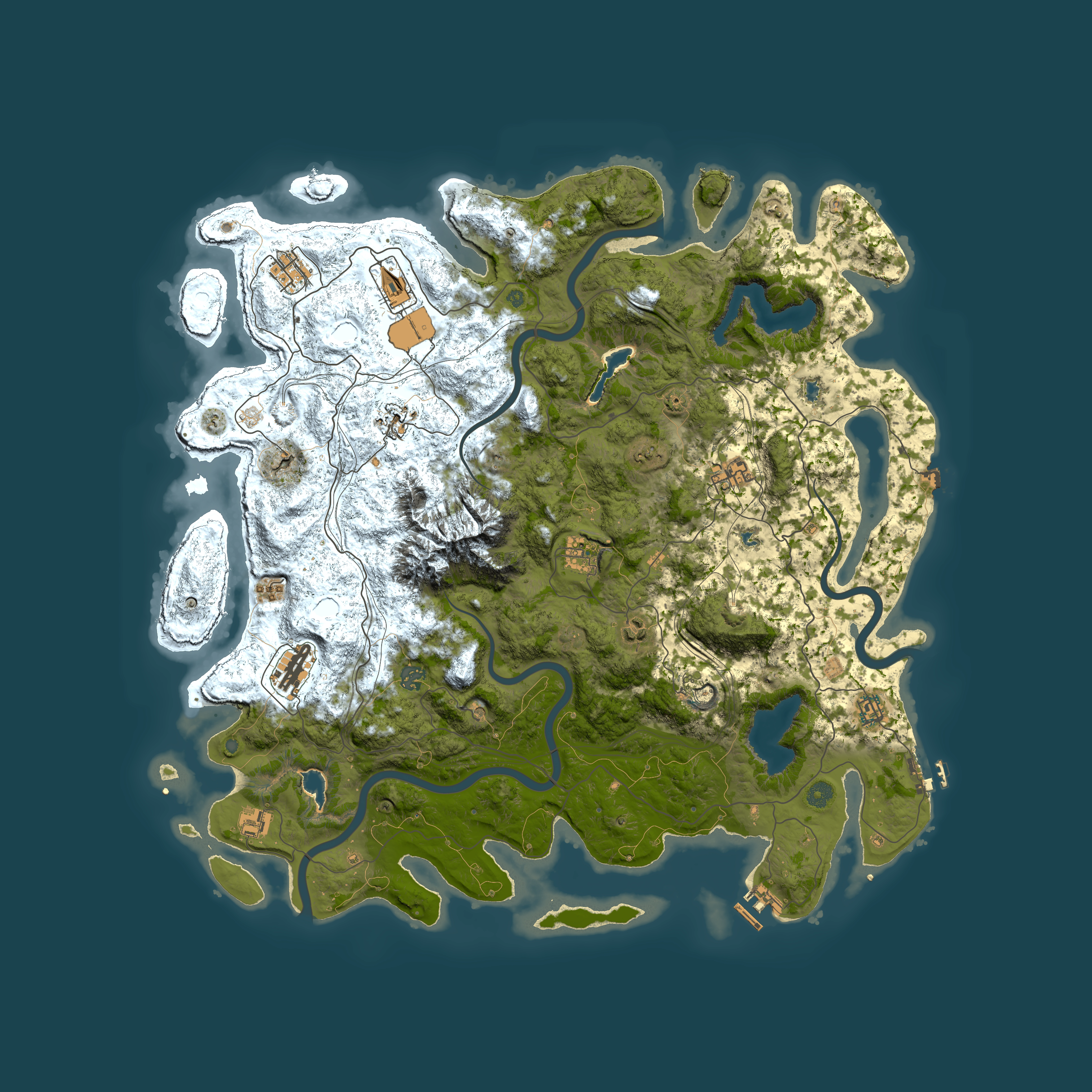 Full top-down render of Rust map seed 1876403023, 5000x5000m