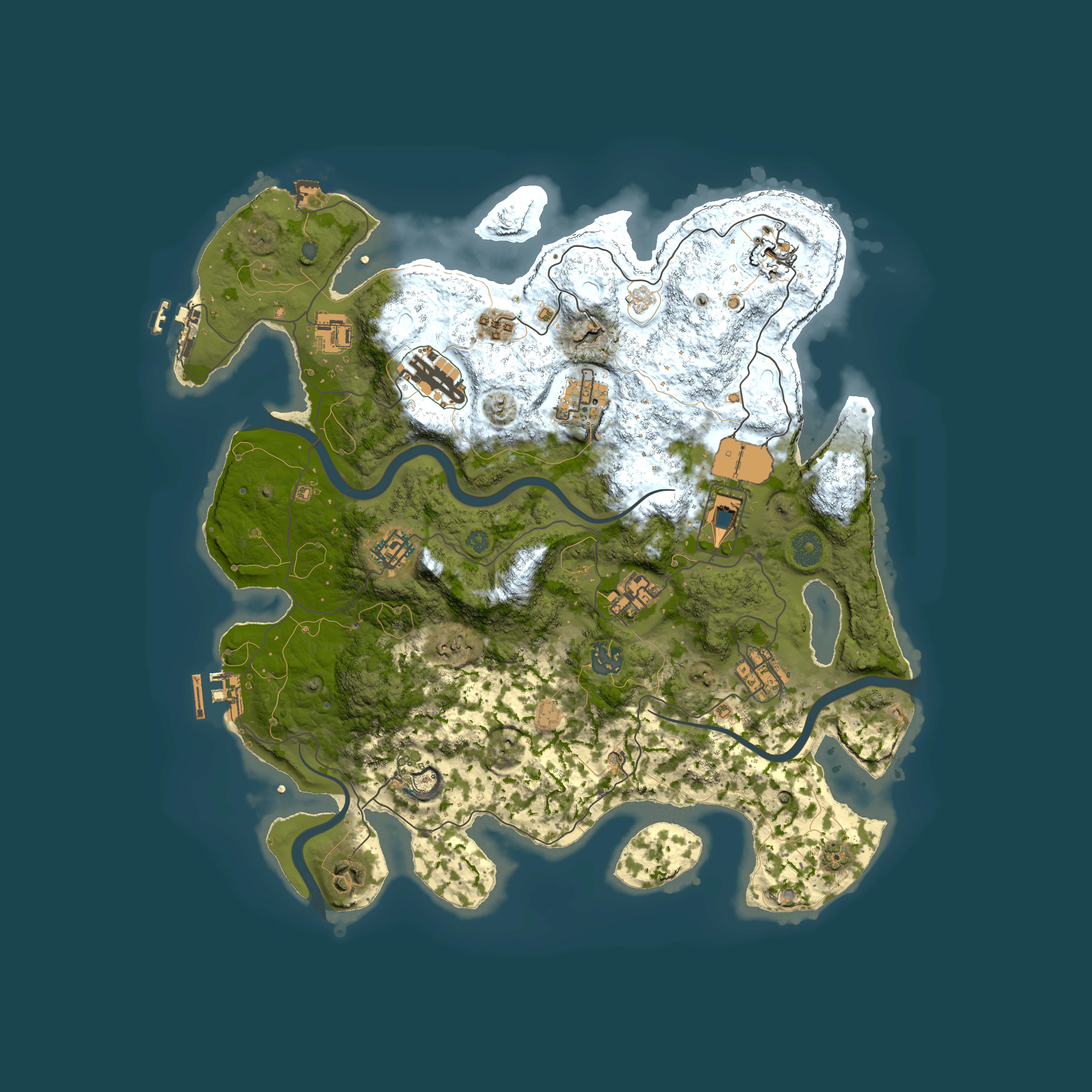 Full top-down render of Rust map seed 2034880080, 3800x3800m