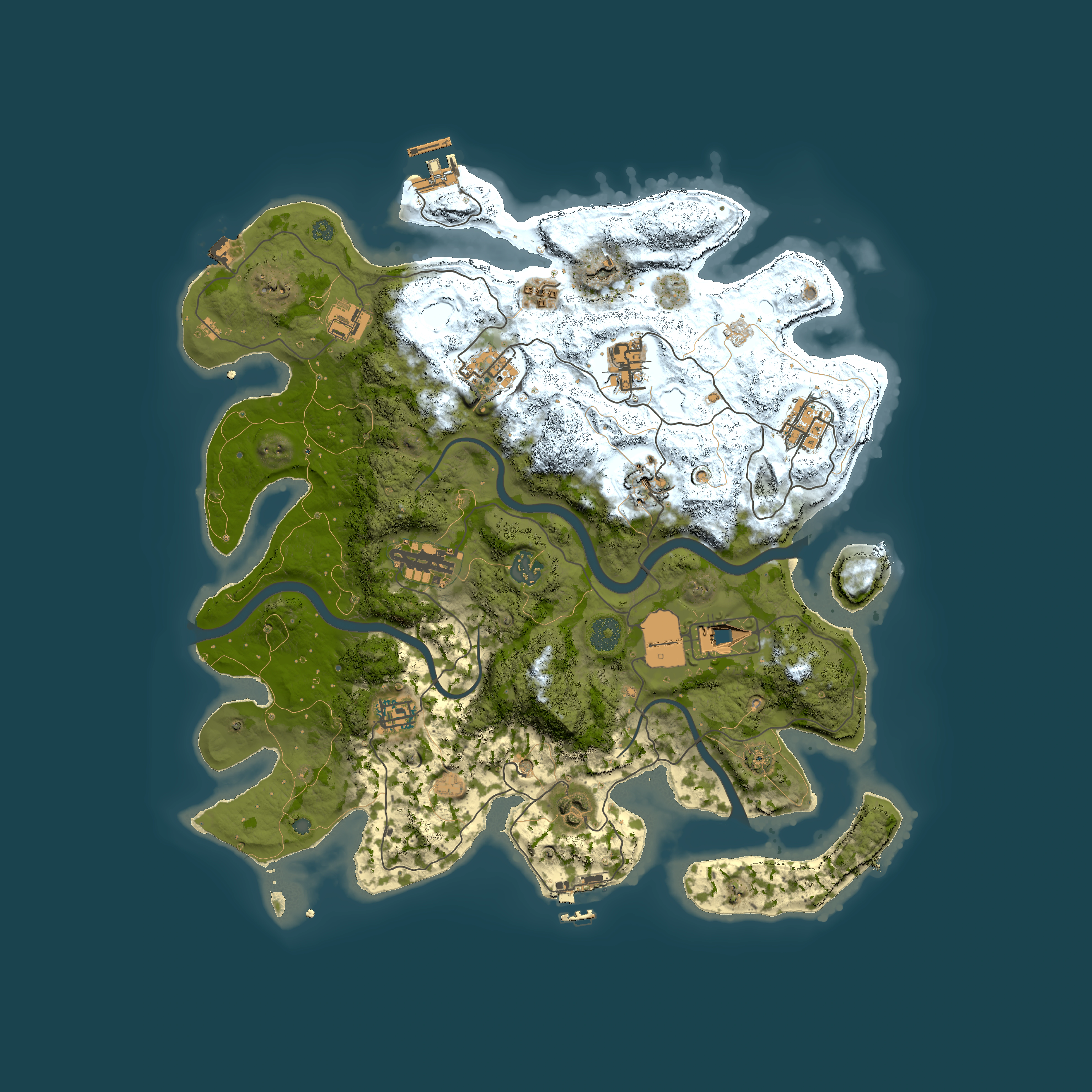 Full top-down render of Rust map seed 621549007, 3850x3850m