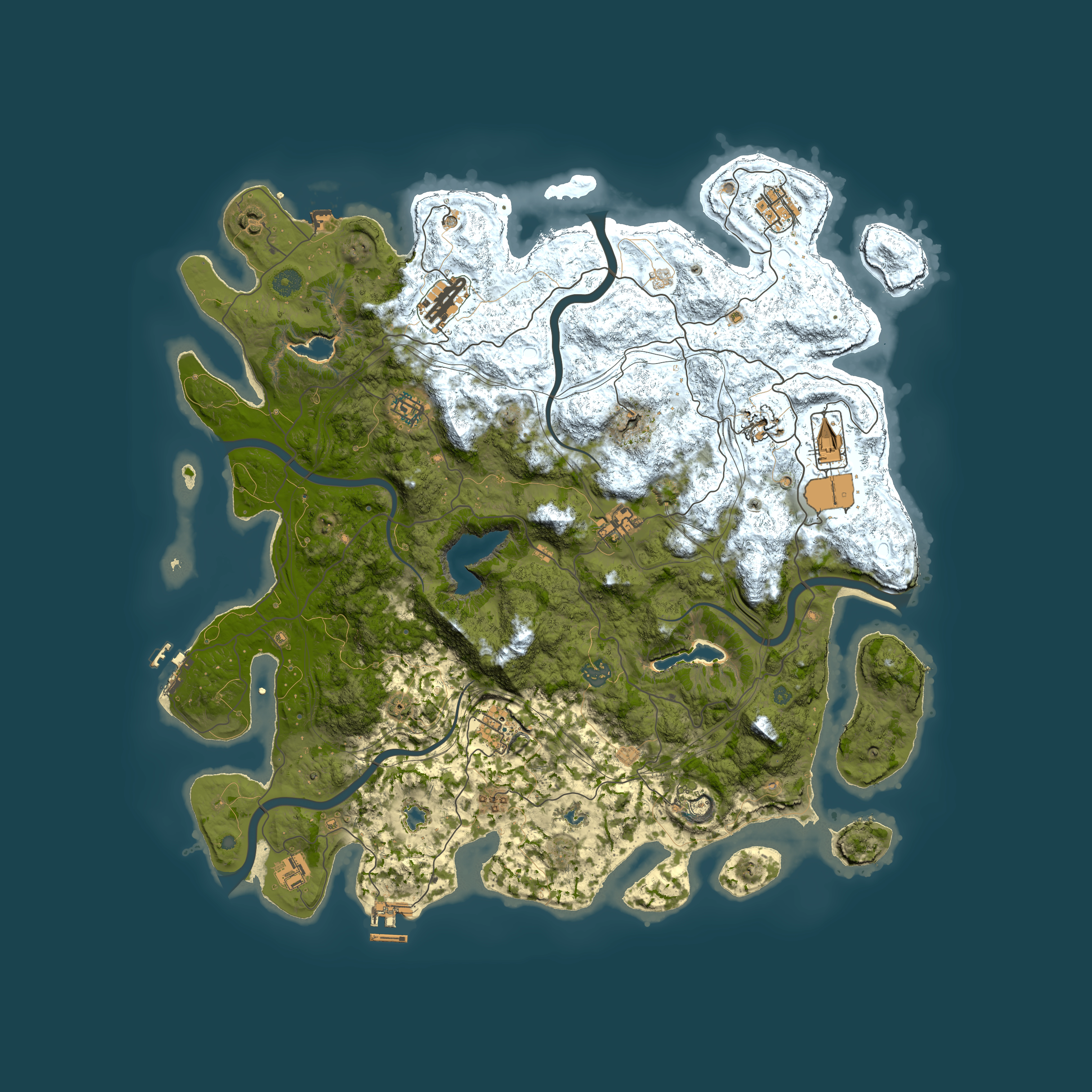 Full top-down render of Rust map seed 1993577386, 4650x4650m