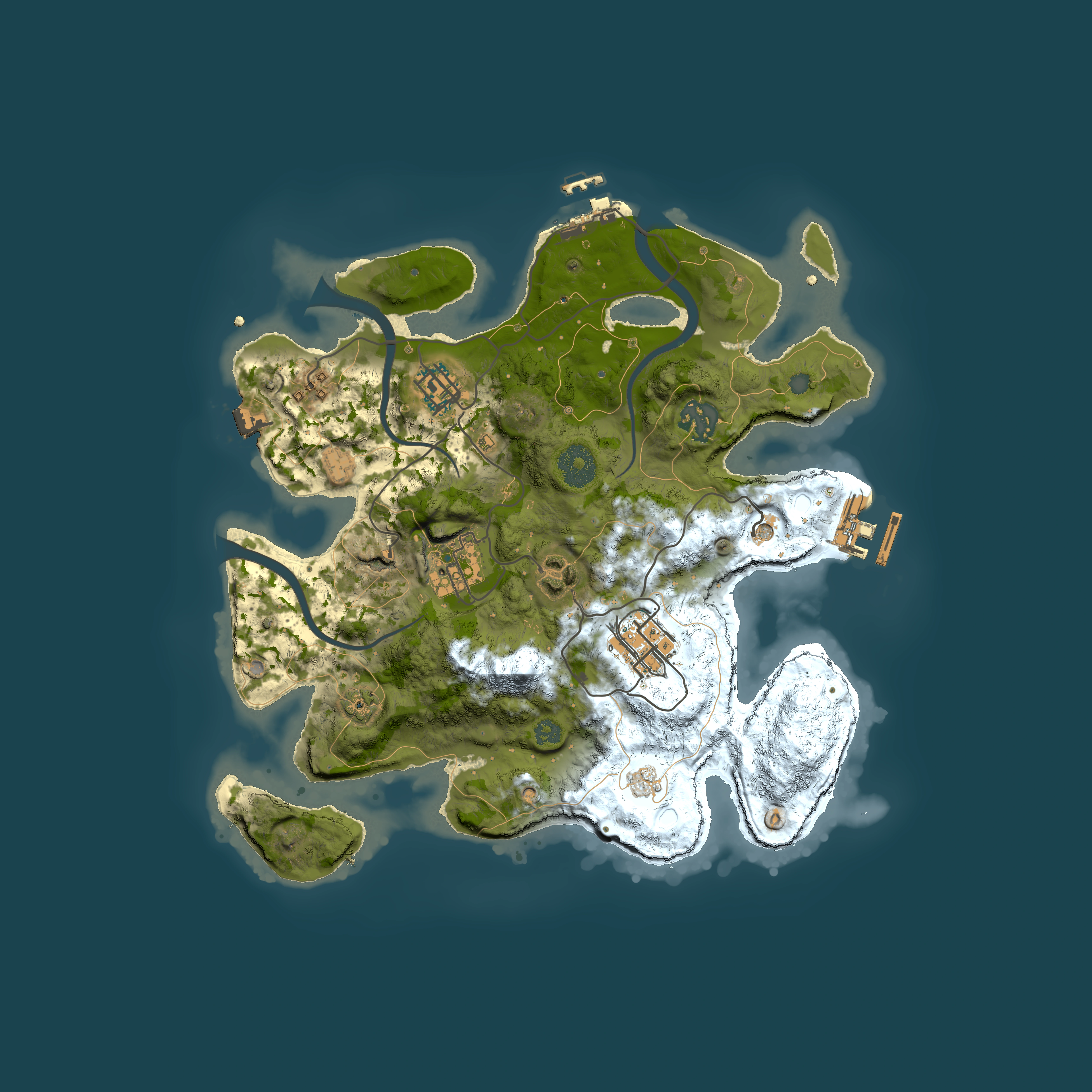 Full top-down render of Rust map seed 1721765732, 3000x3000m