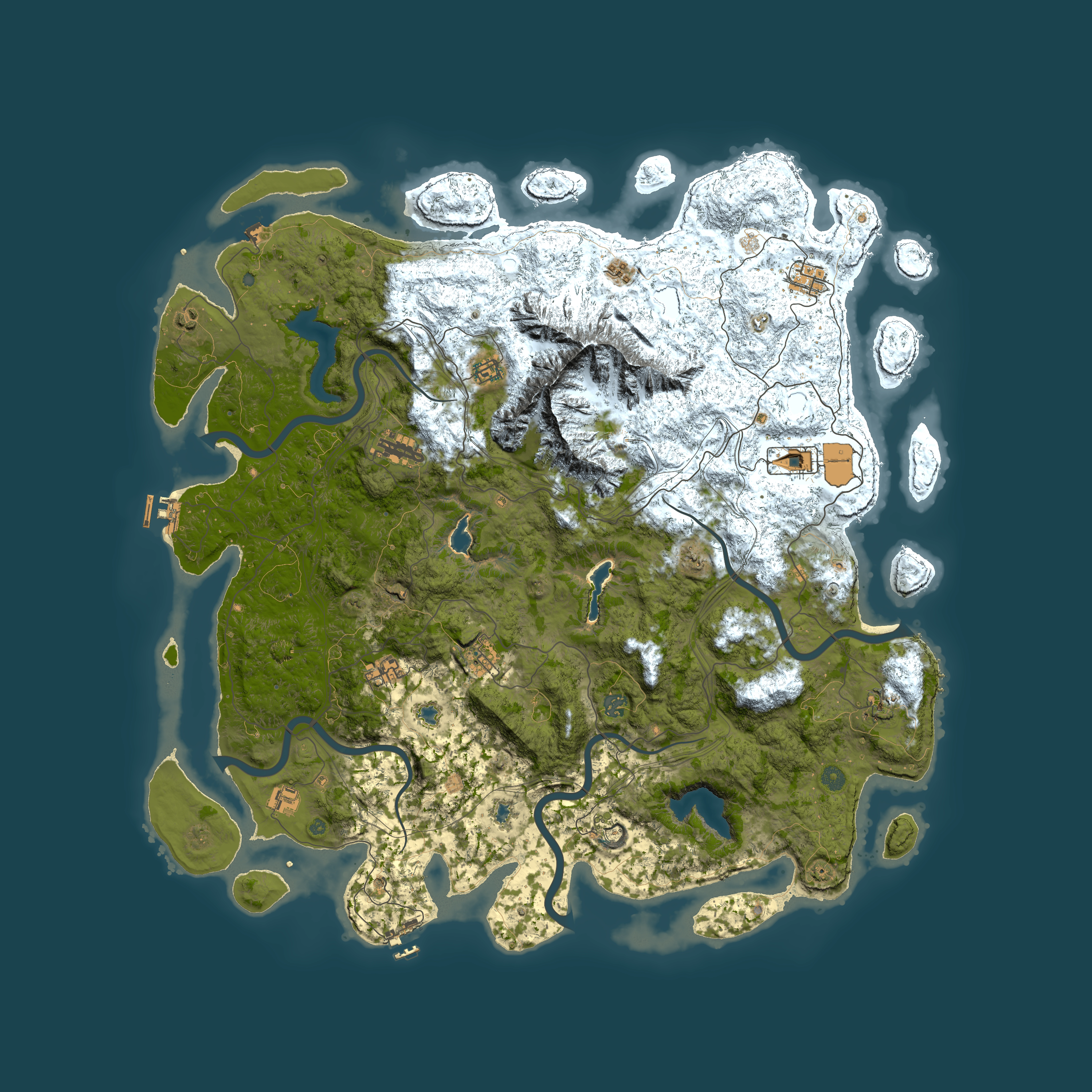Full top-down render of Rust map seed 2004632150, 5400x5400m