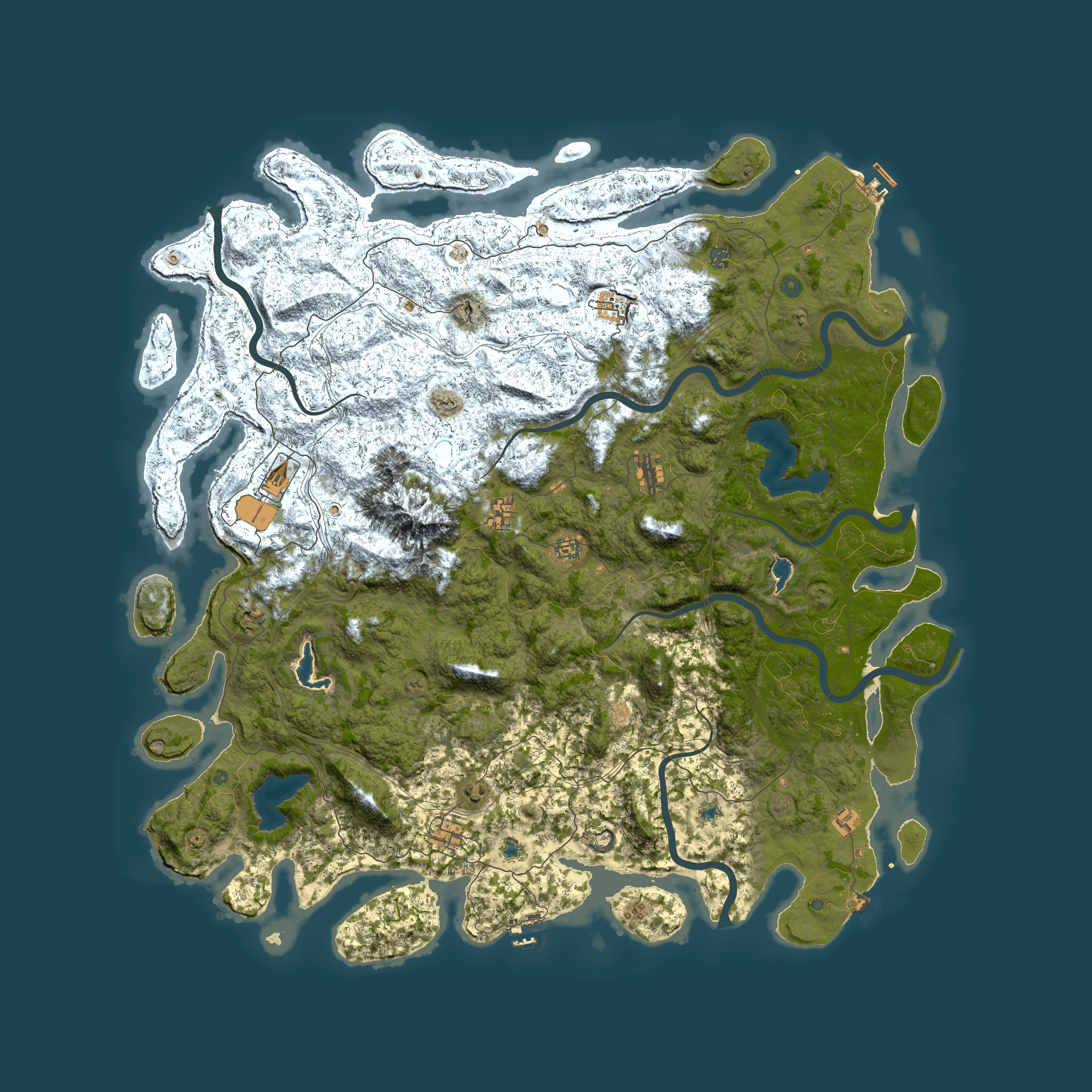 Full top-down render of Rust map seed 822797693, 5950x5950m