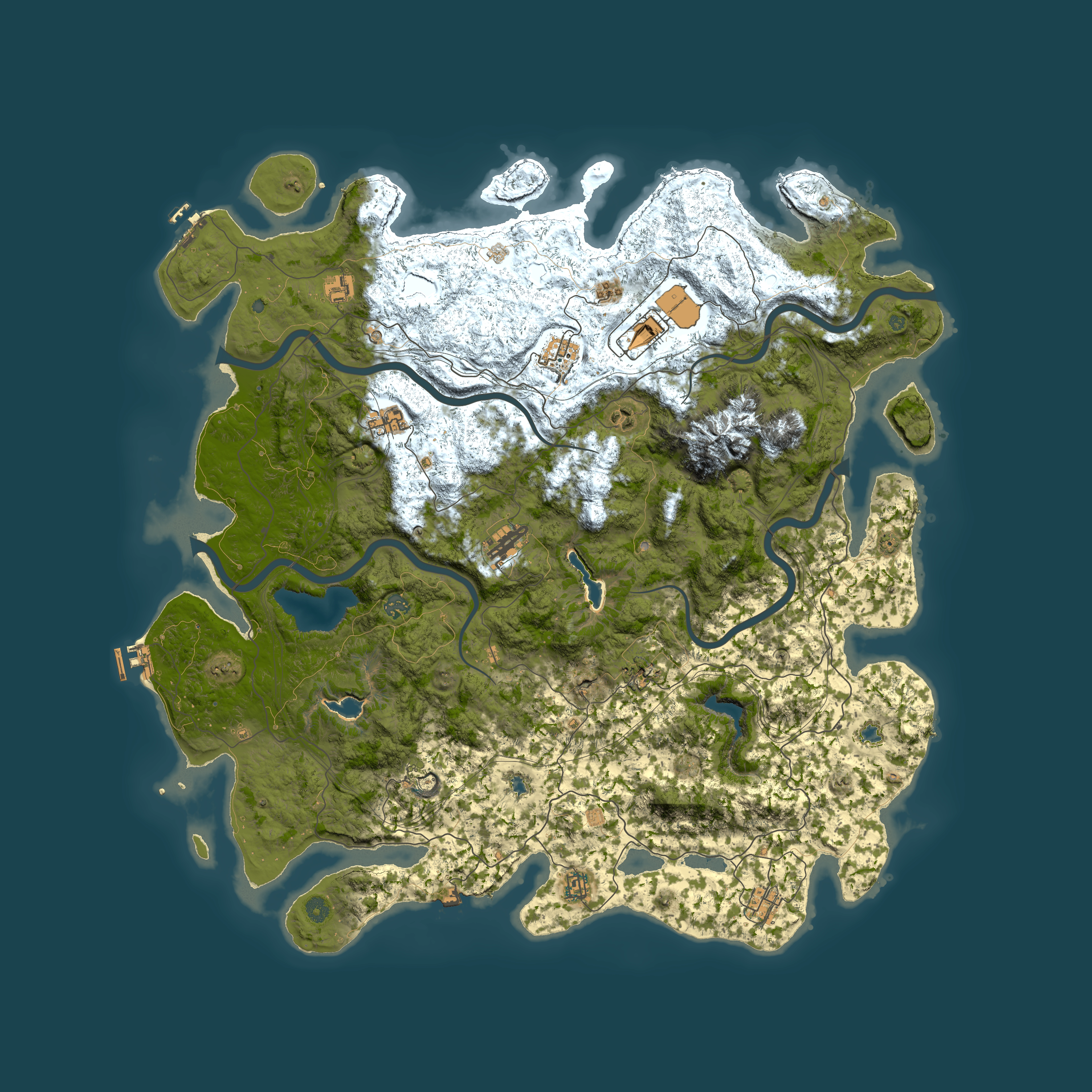Full top-down render of Rust map seed 964353668, 5350x5350m