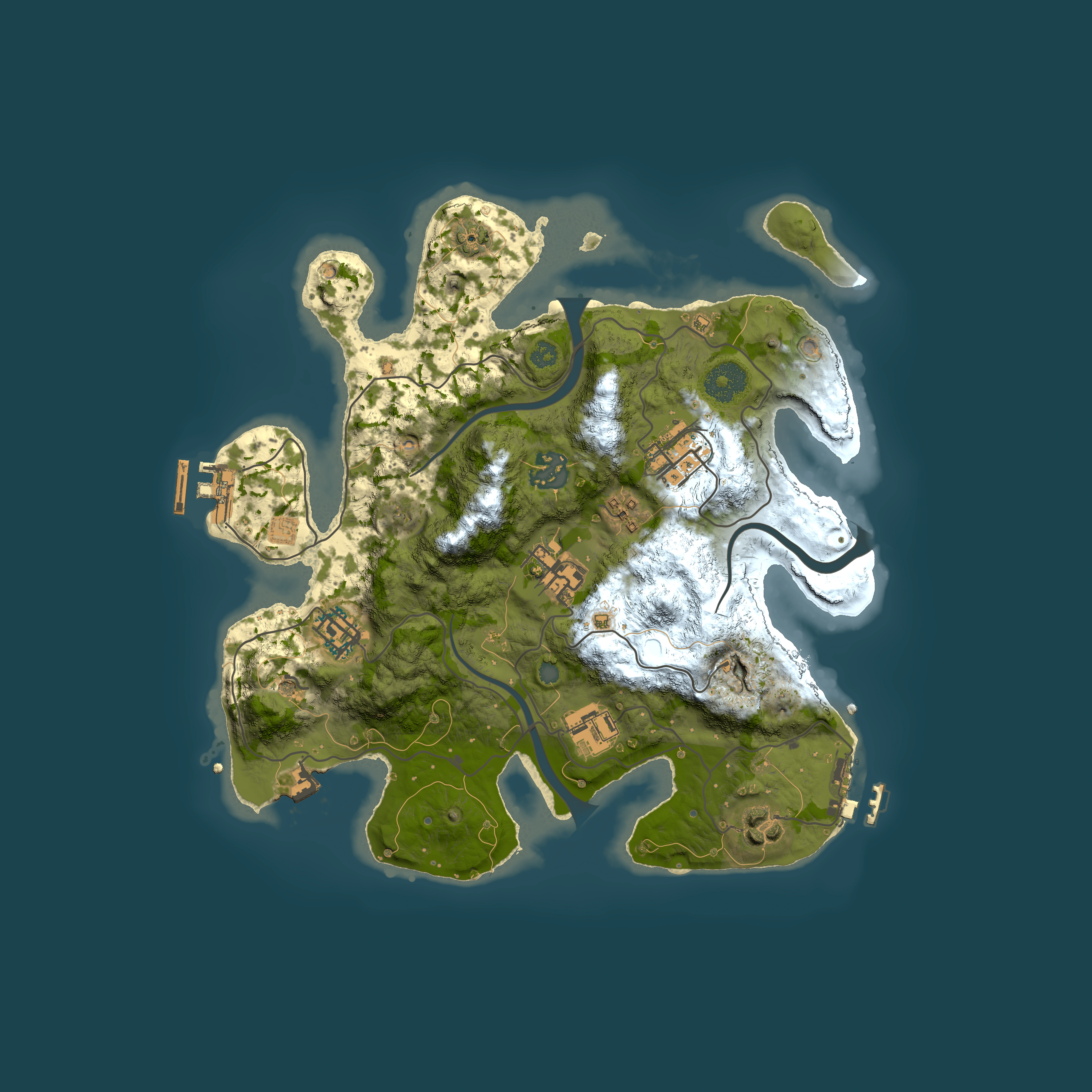 Full top-down render of Rust map seed 54900716, 3000x3000m