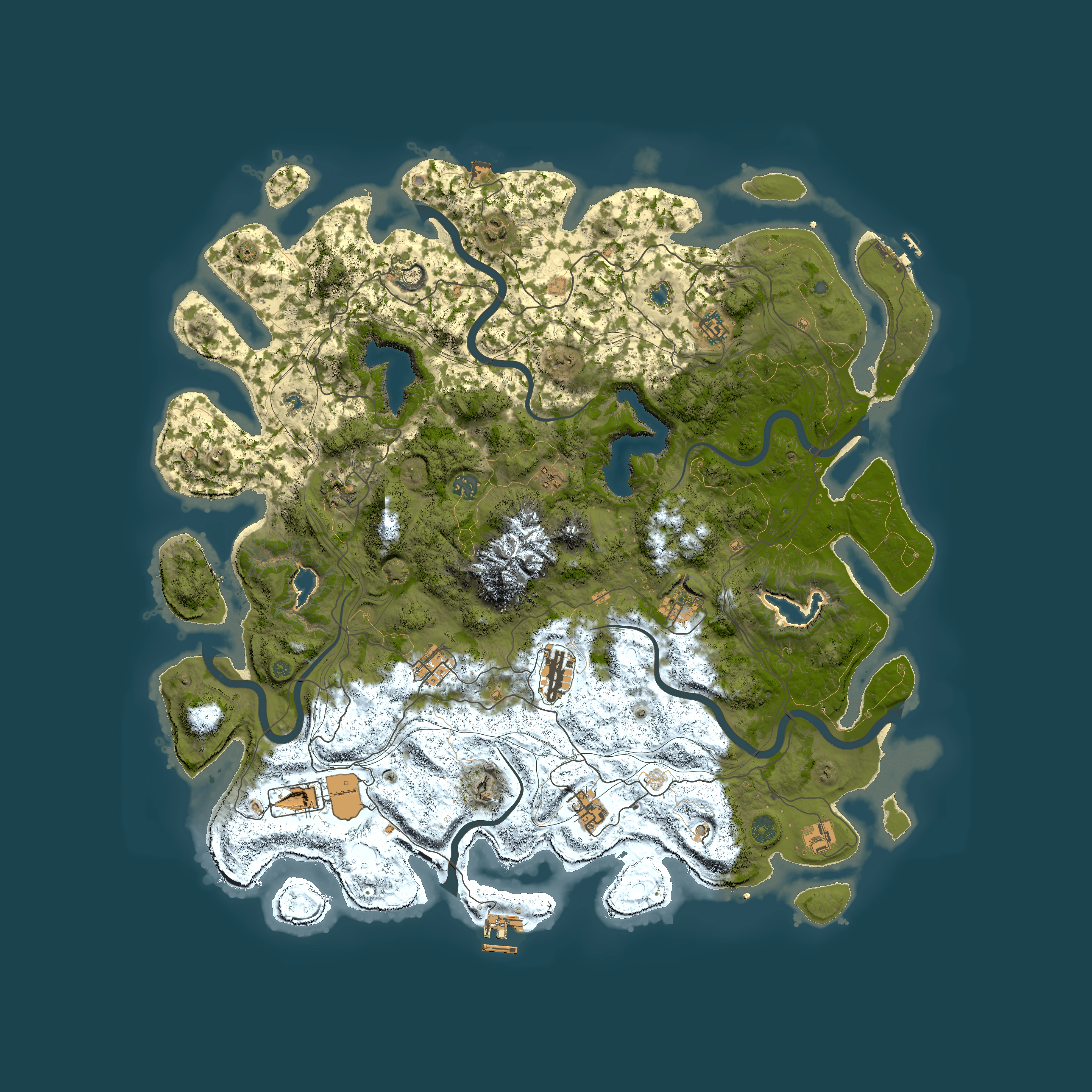 Full top-down render of Rust map seed 1234317600, 5000x5000m