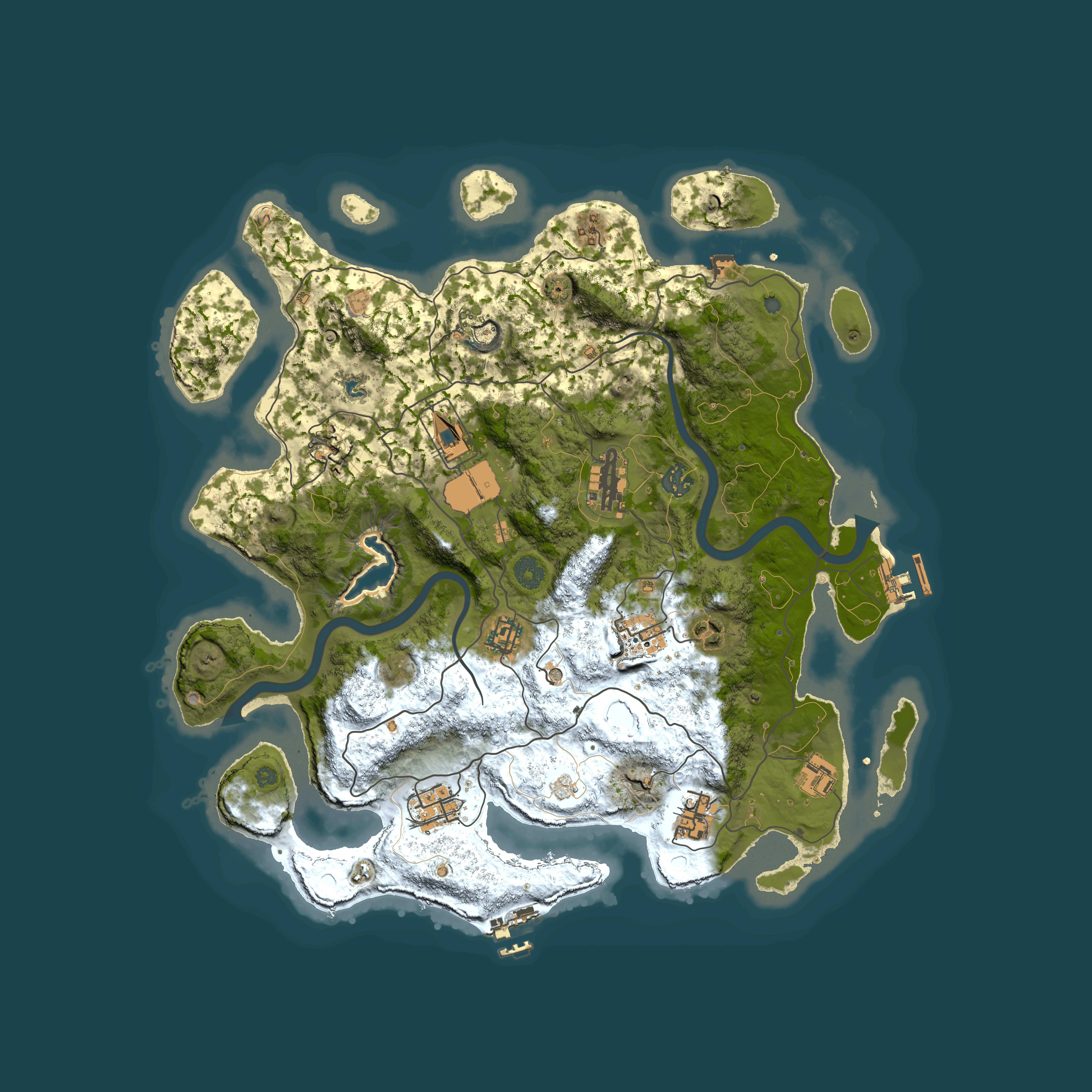Full top-down render of Rust map seed 877416438, 4000x4000m