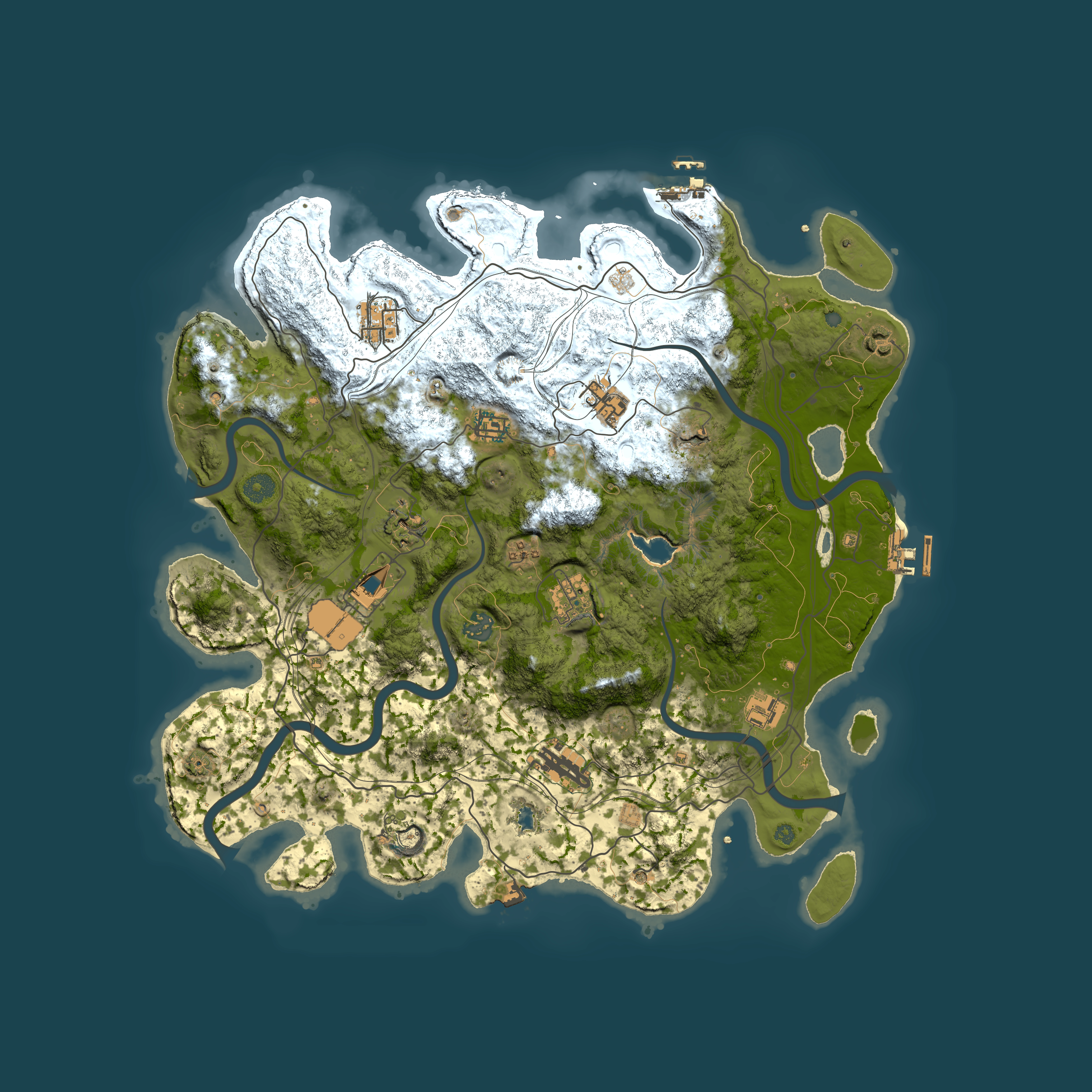 Full top-down render of Rust map seed 694976705, 4250x4250m