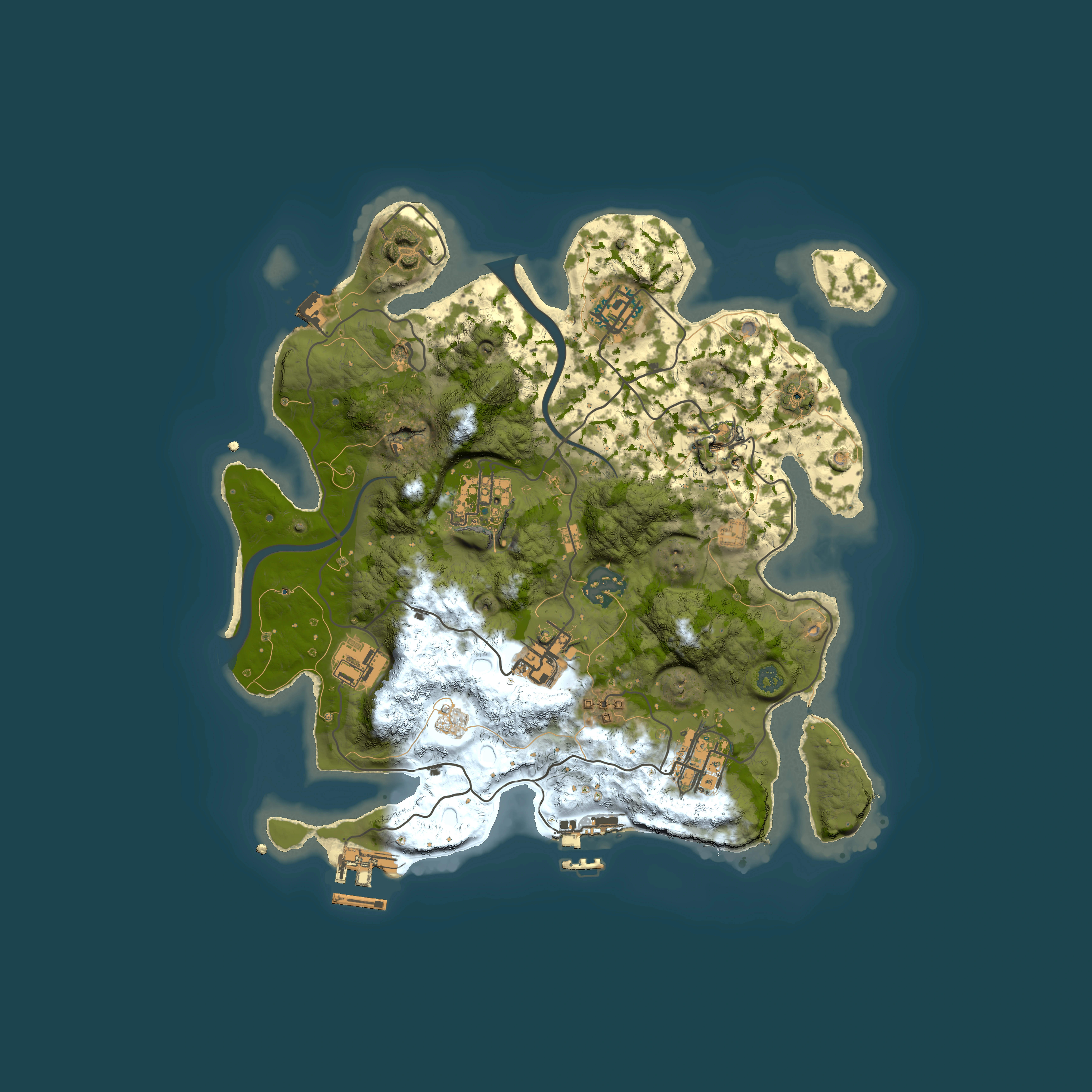 Full top-down render of Rust map seed 1068198425, 3000x3000m