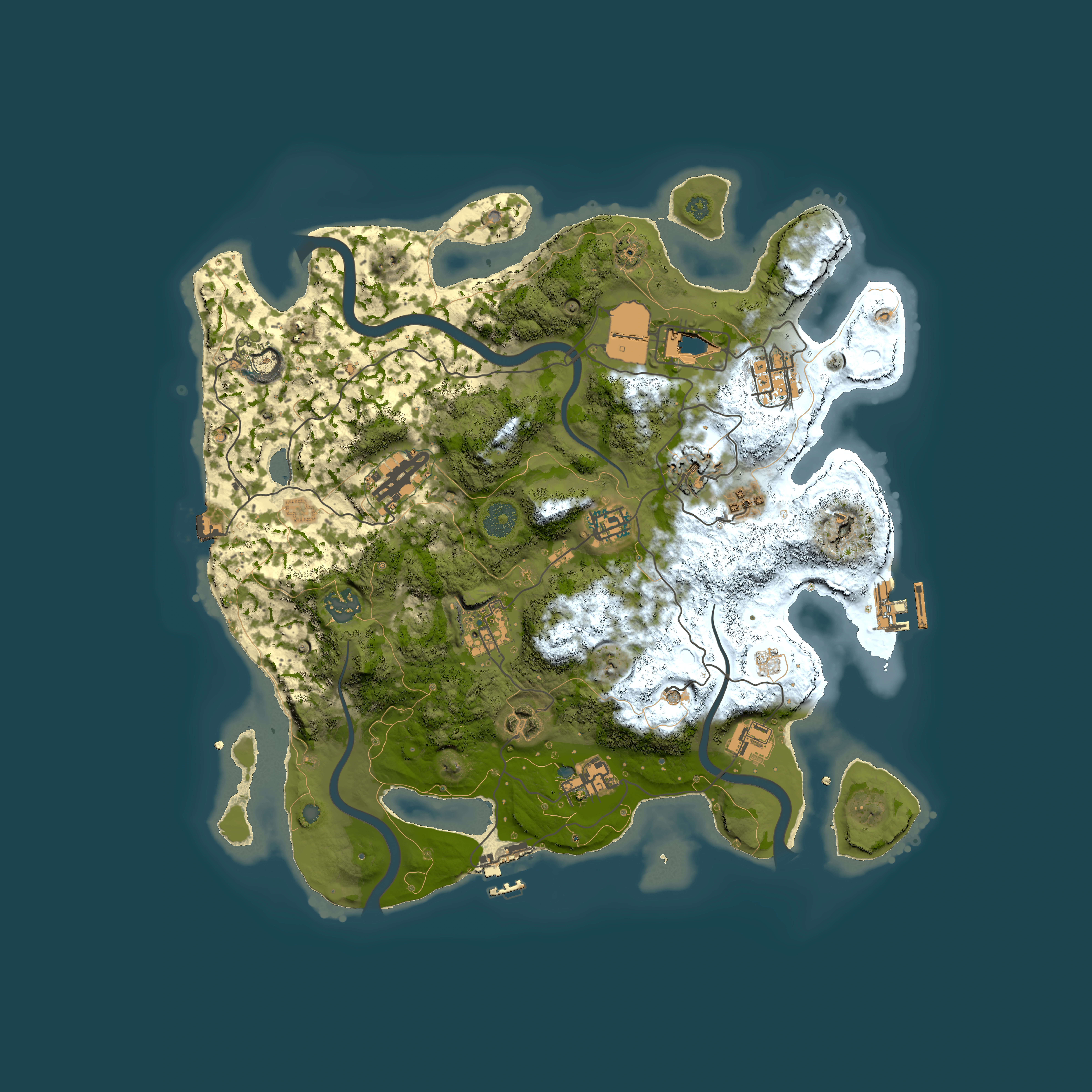 Full top-down render of Rust map seed 1015868938, 3650x3650m