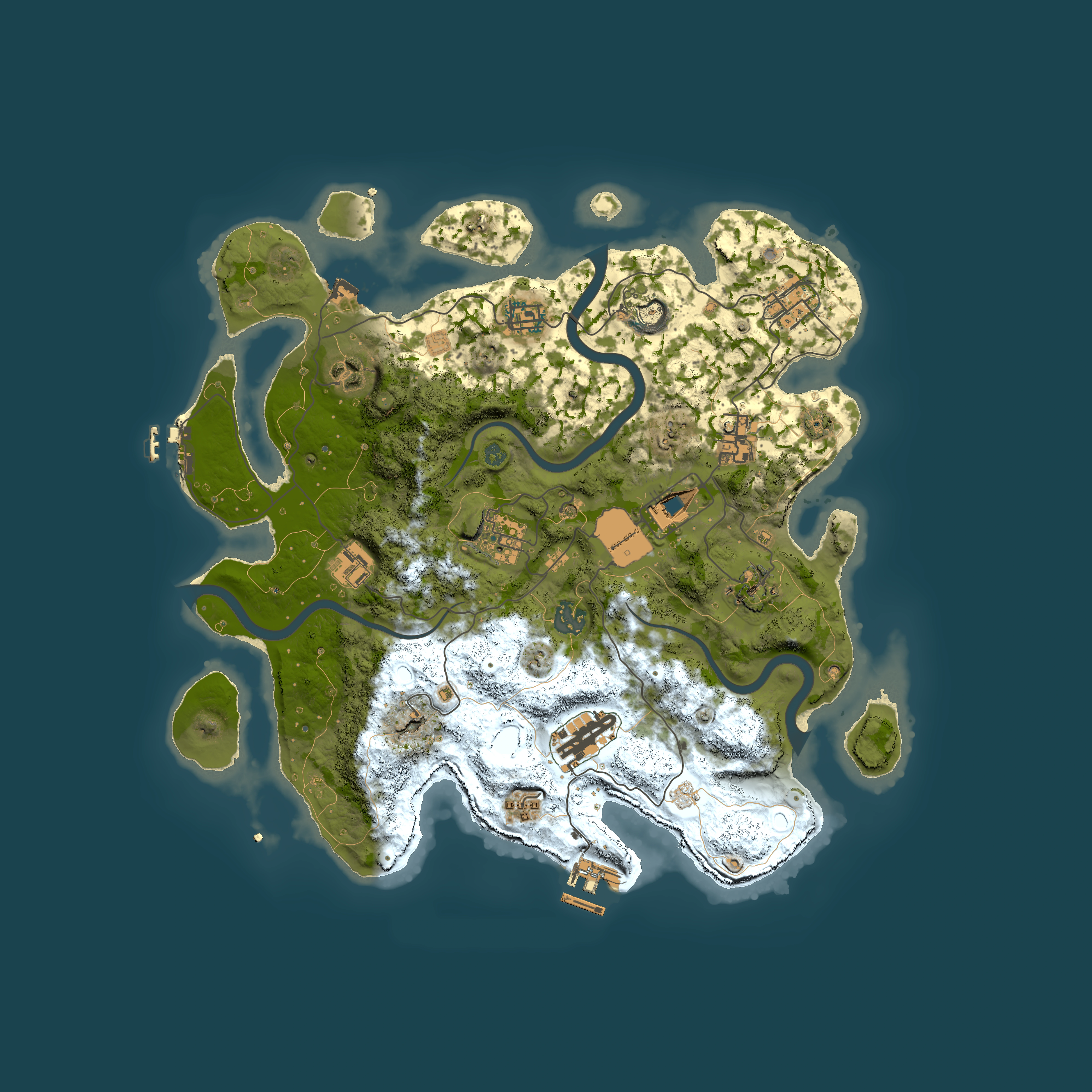Full top-down render of Rust map seed 2033580751, 3750x3750m