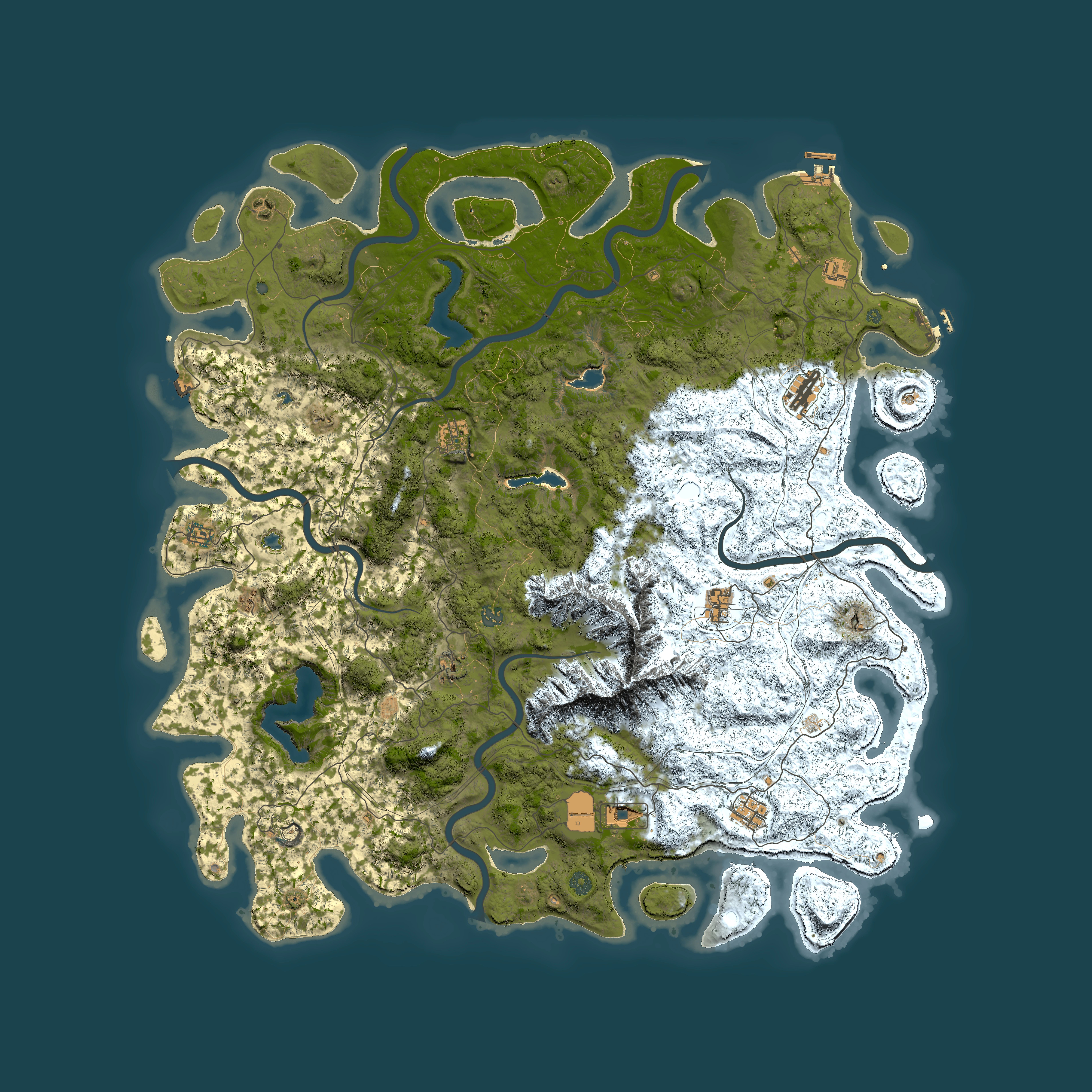 Full top-down render of Rust map seed 1598241415, 5700x5700m