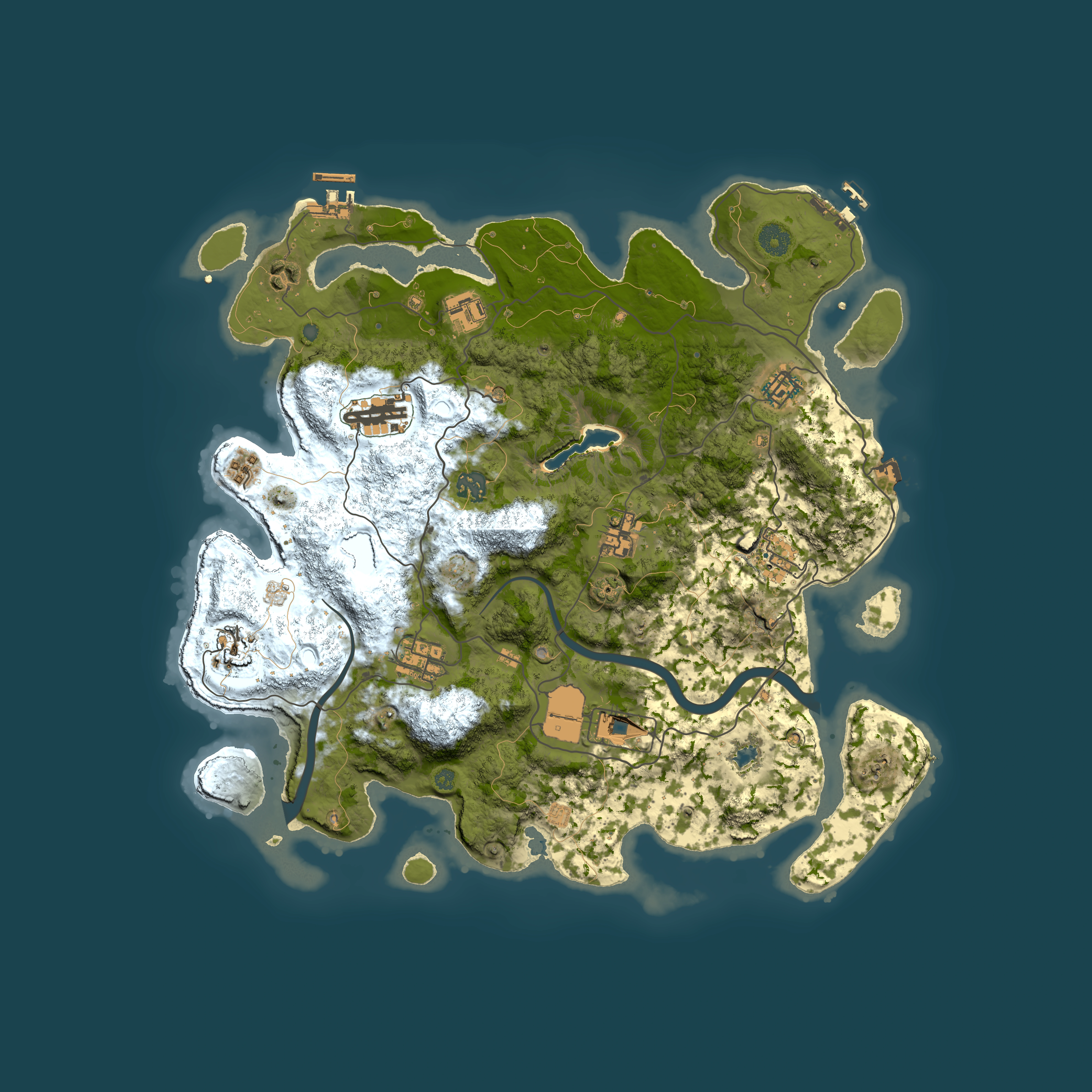 Full top-down render of Rust map seed 1323624529, 4000x4000m