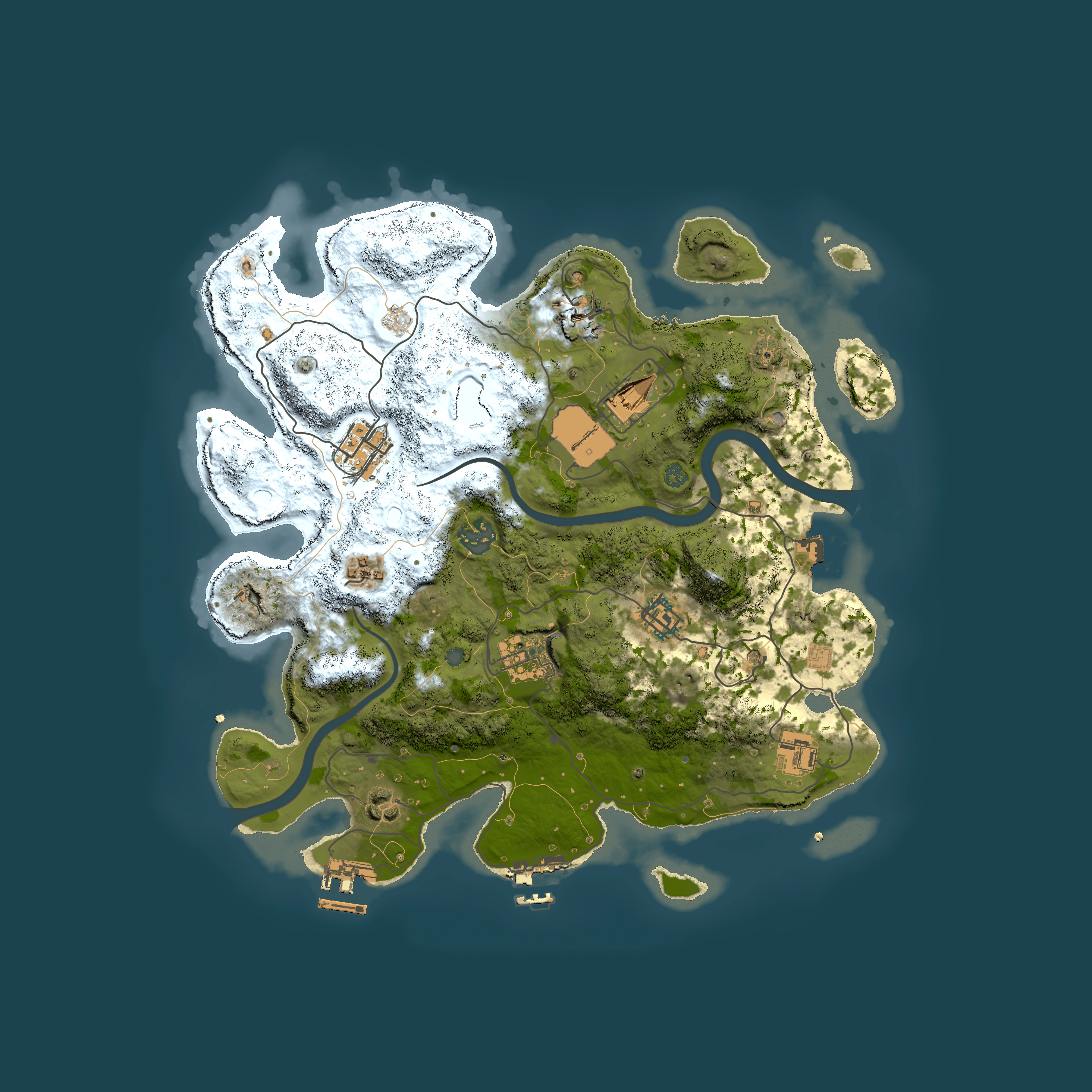 Full top-down render of Rust map seed 1352584583, 3500x3500m