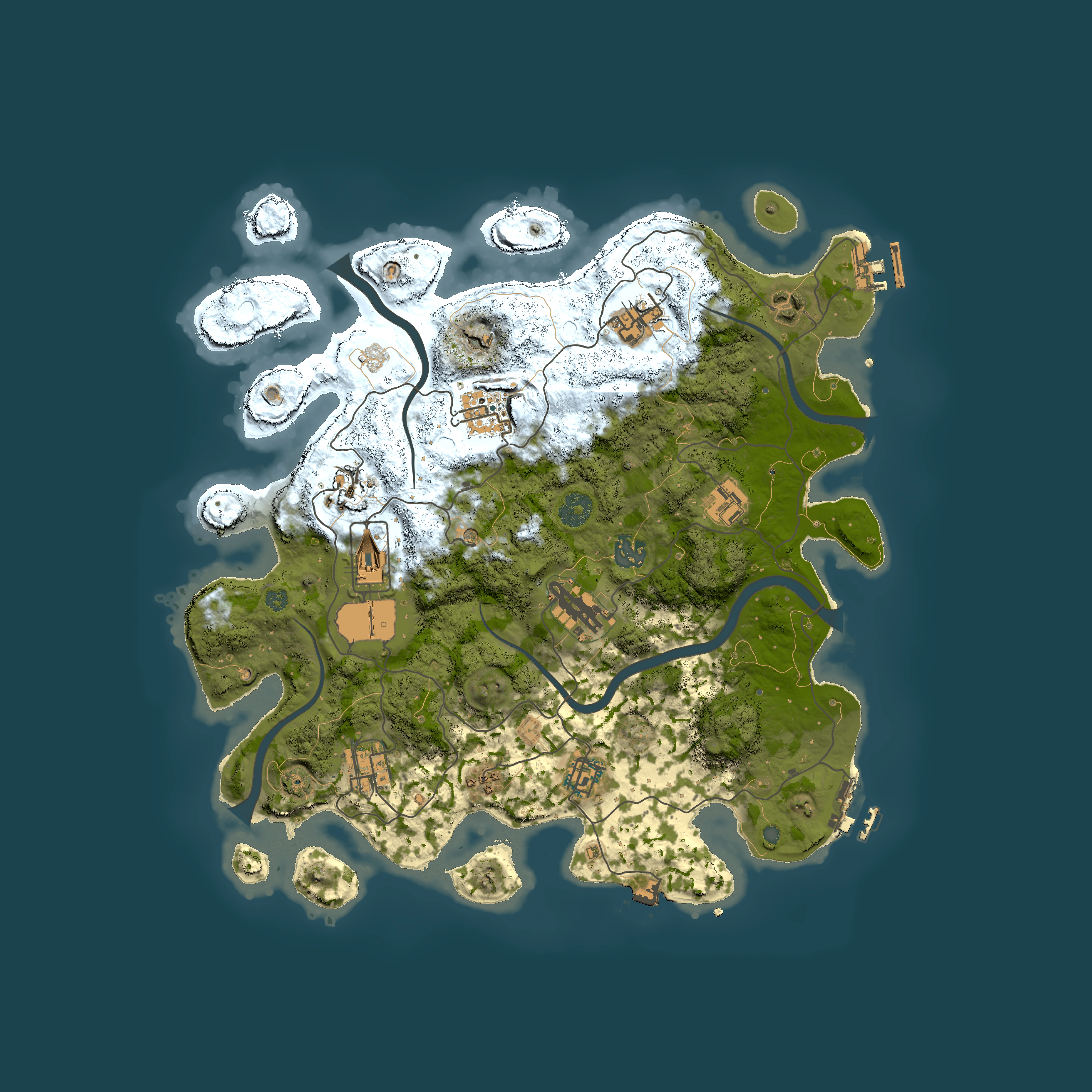 Full top-down render of Rust map seed 1955143811, 3750x3750m