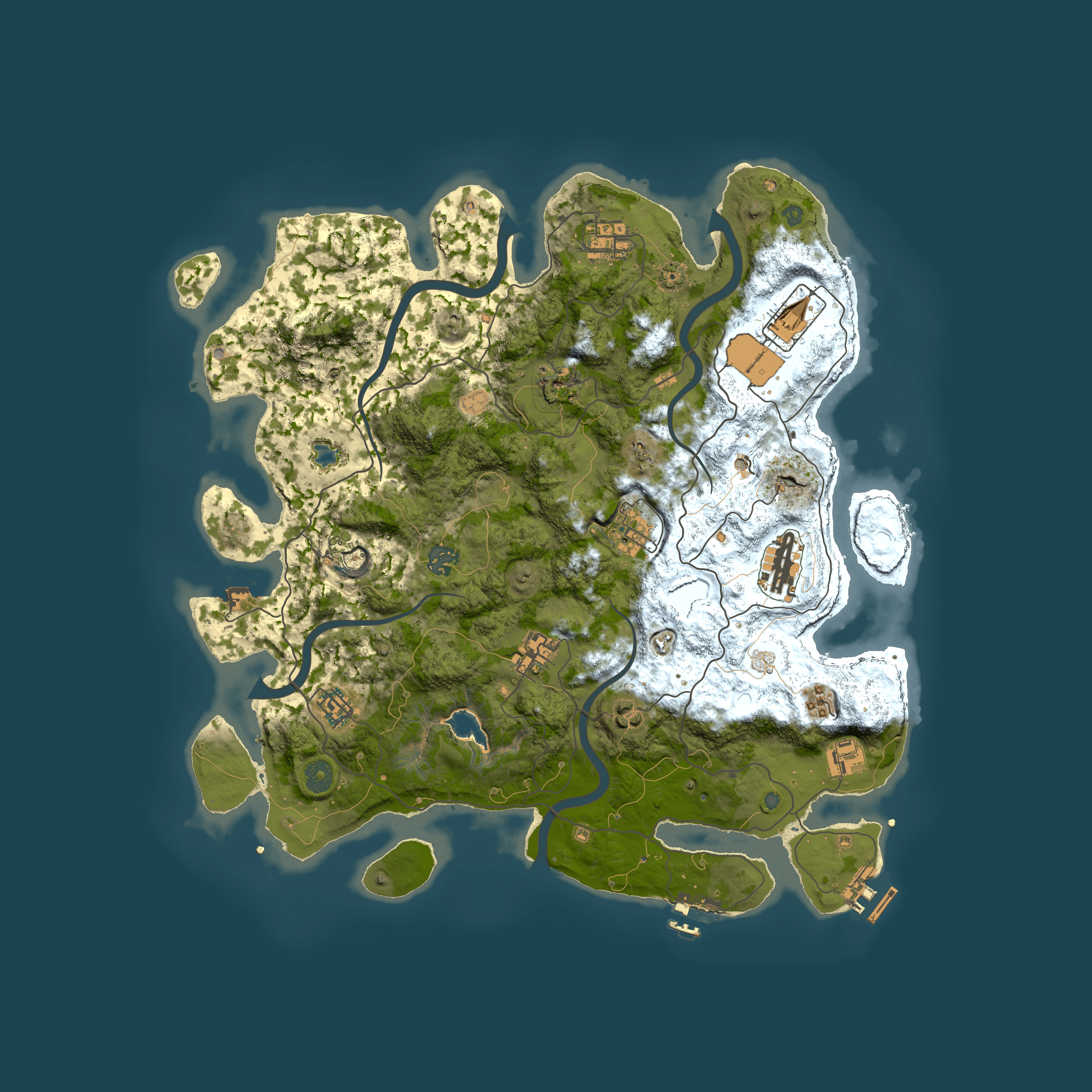 Full top-down render of Rust map seed 421447555, 4150x4150m