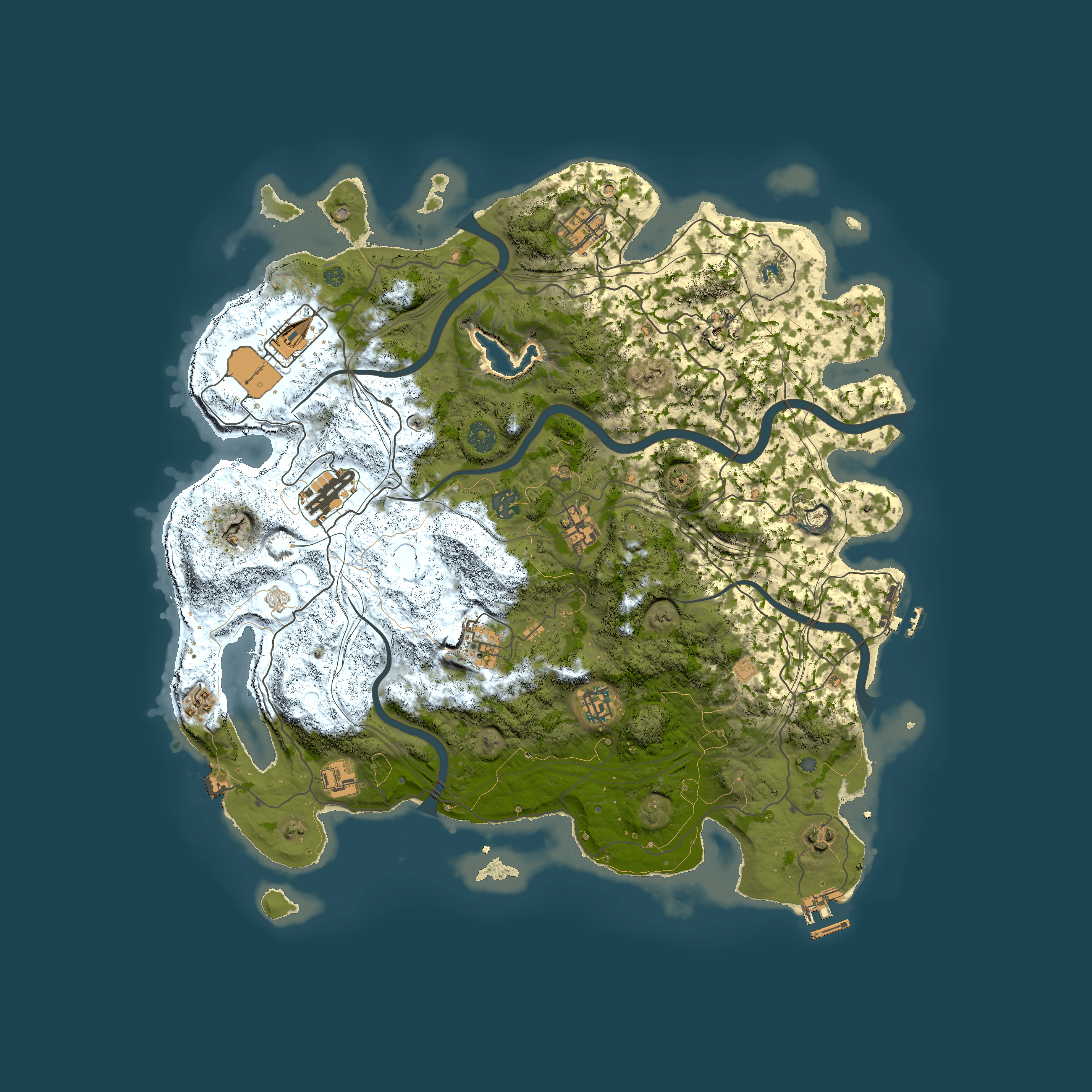 Full top-down render of Rust map seed 1060724731, 4300x4300m