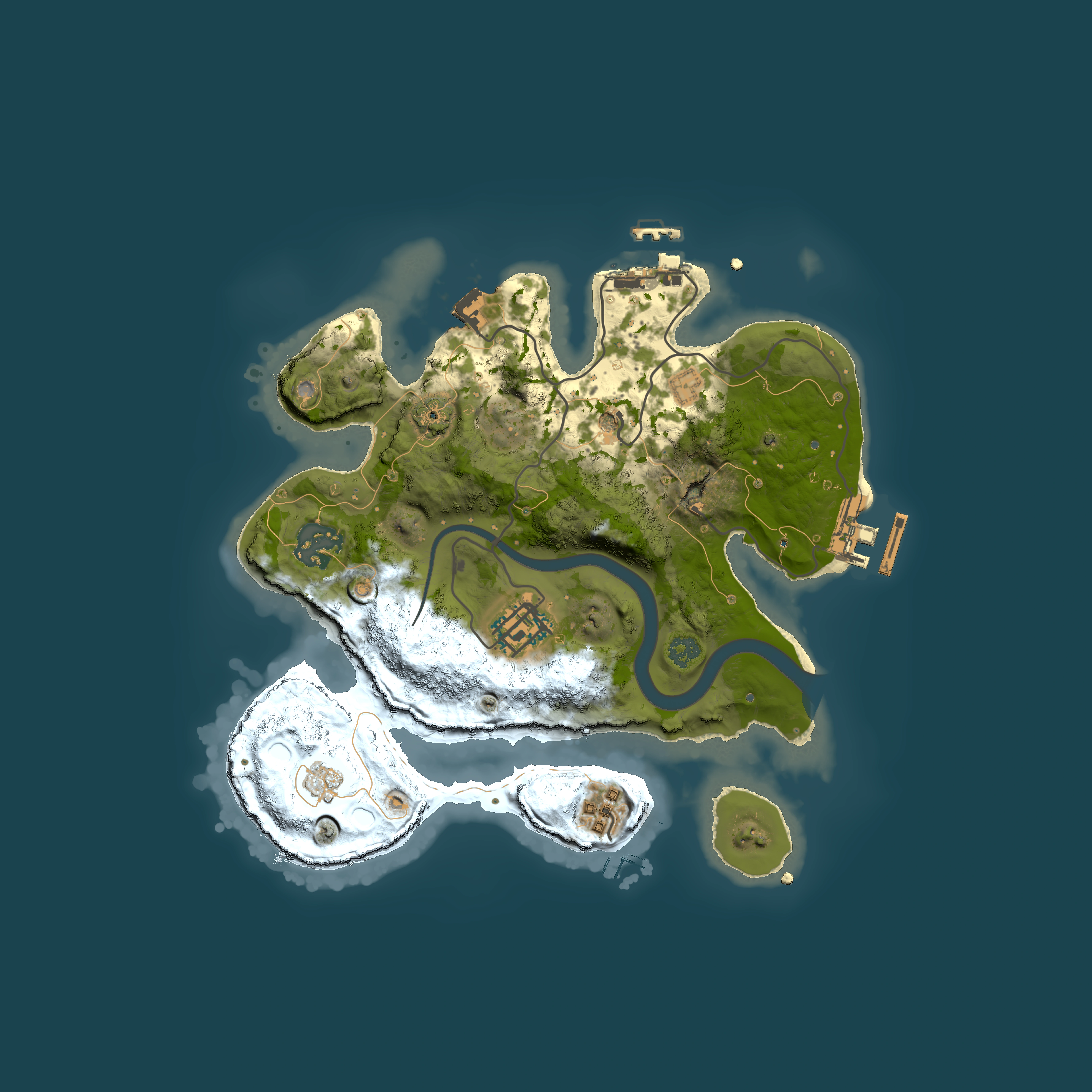 Full top-down render of Rust map seed 161436680, 2500x2500m