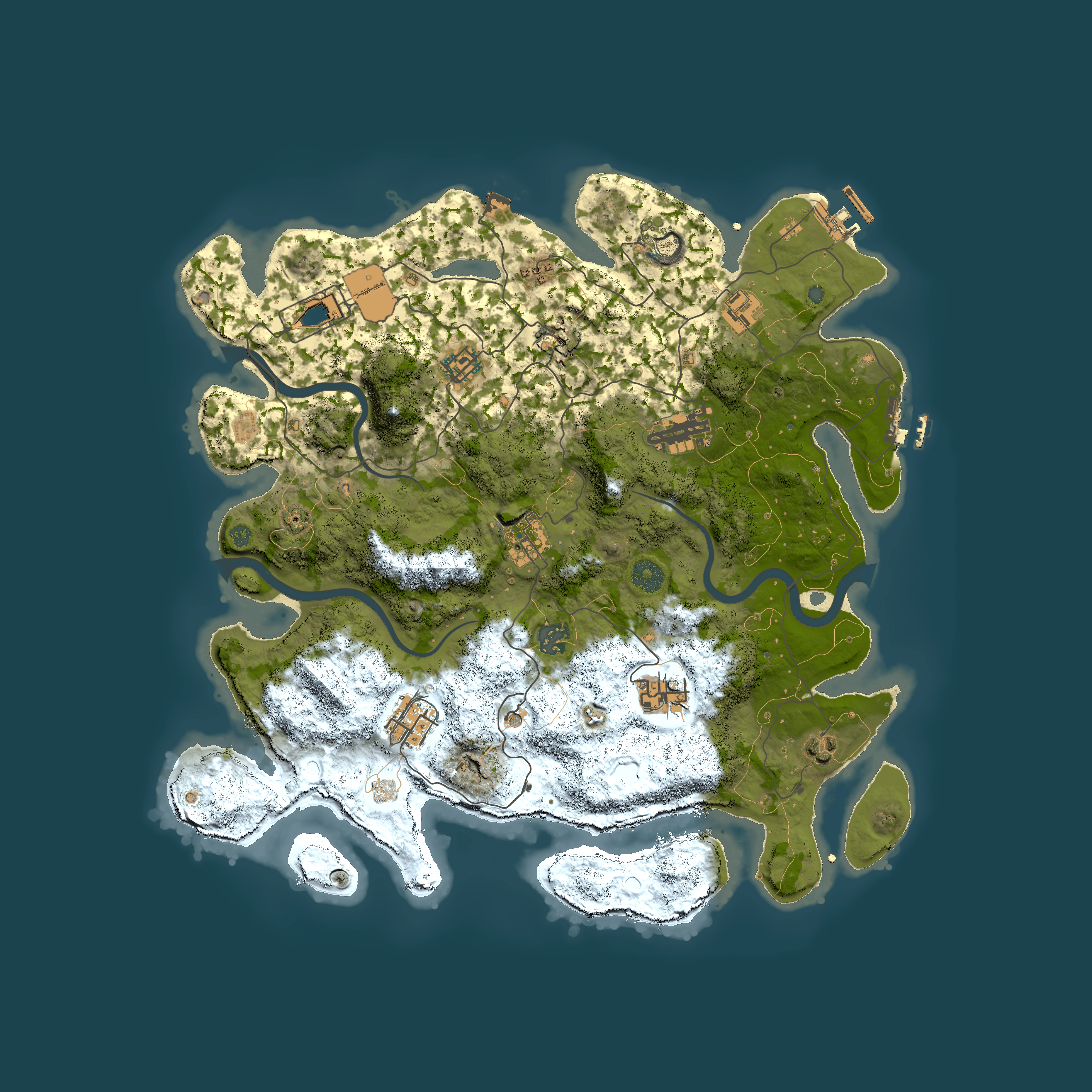 Full top-down render of Rust map seed 1325230465, 3950x3950m