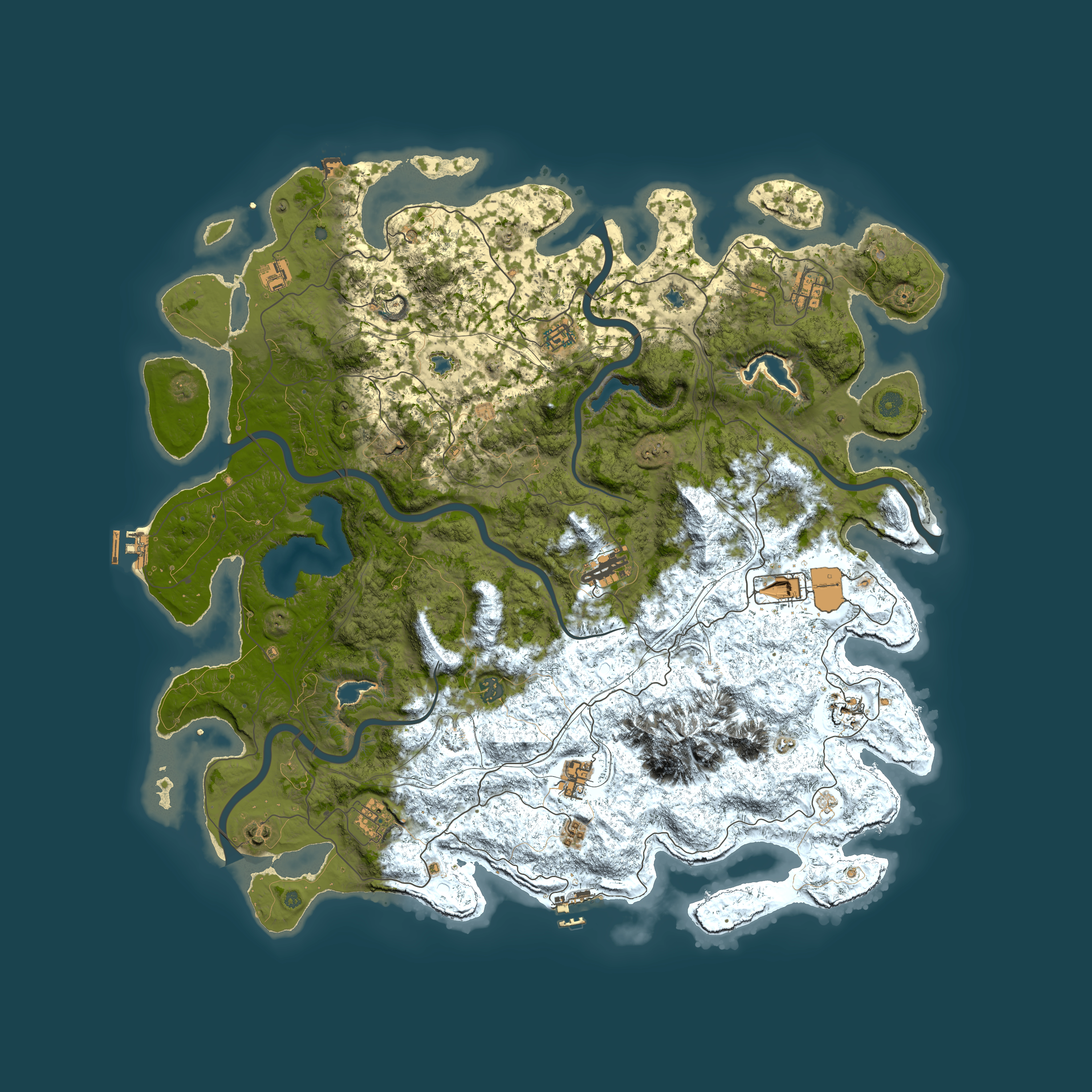 Full top-down render of Rust map seed 1493360648, 5200x5200m