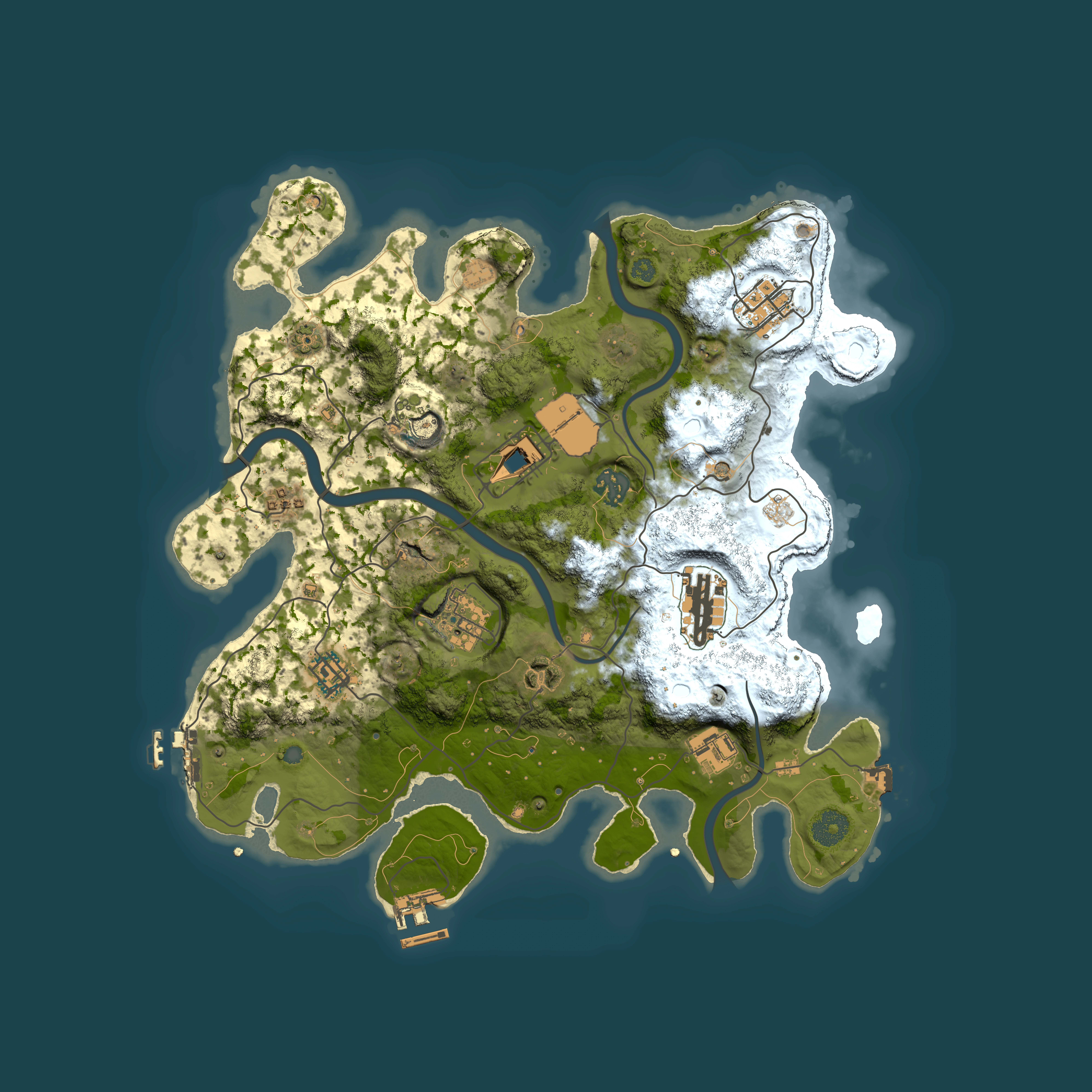 Full top-down render of Rust map seed 1119540485, 3500x3500m