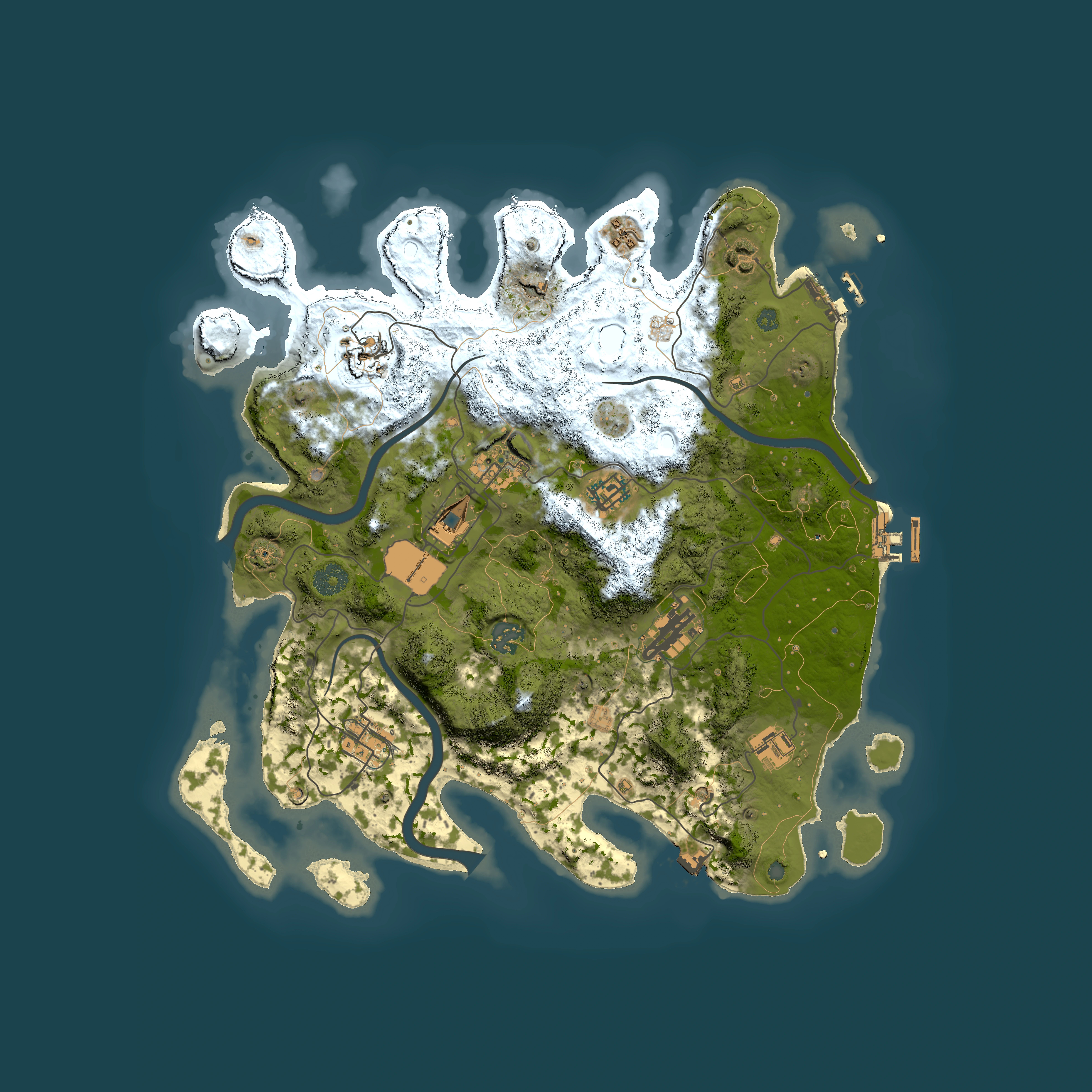 Full top-down render of Rust map seed 1989262607, 3800x3800m