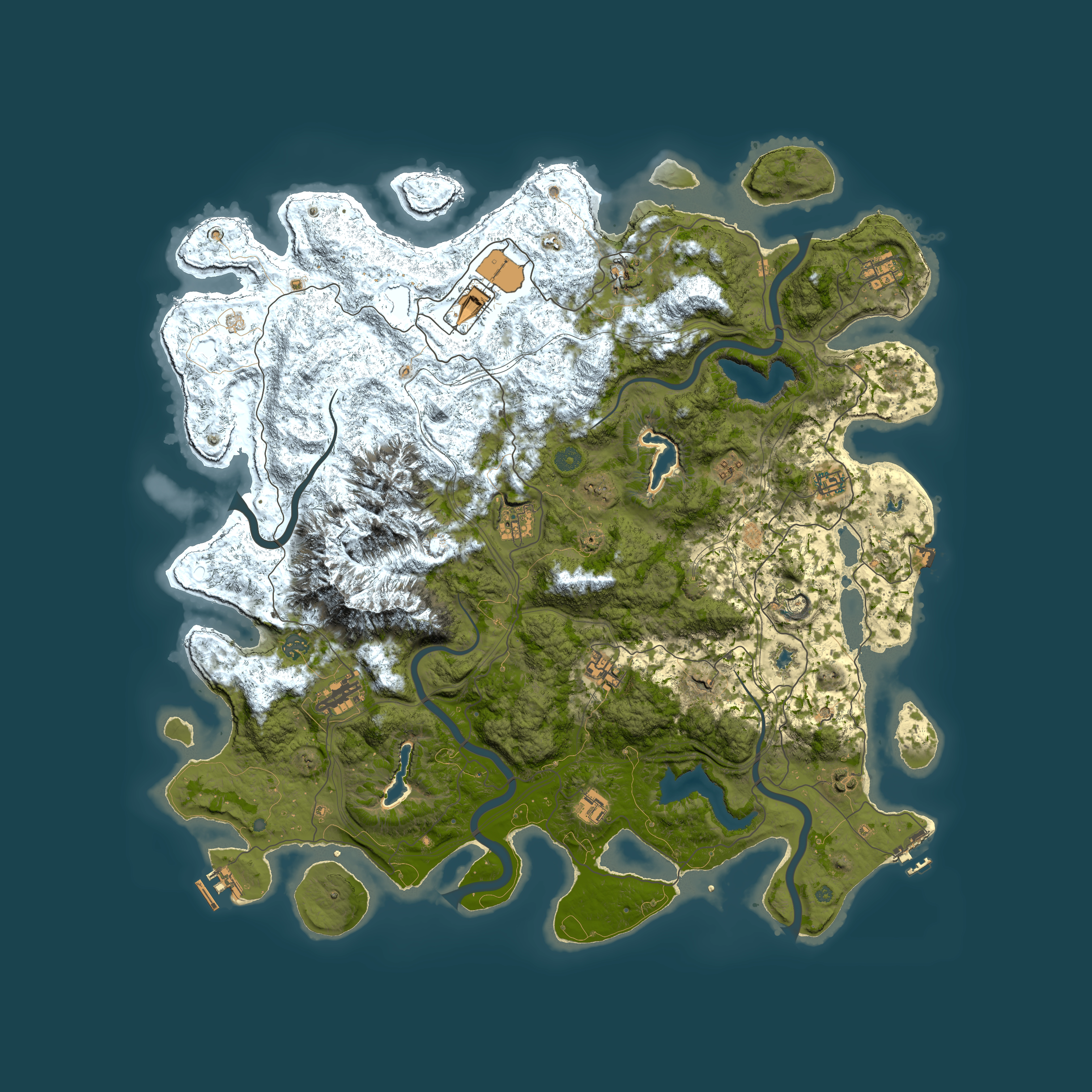 Full top-down render of Rust map seed 222194921, 5100x5100m