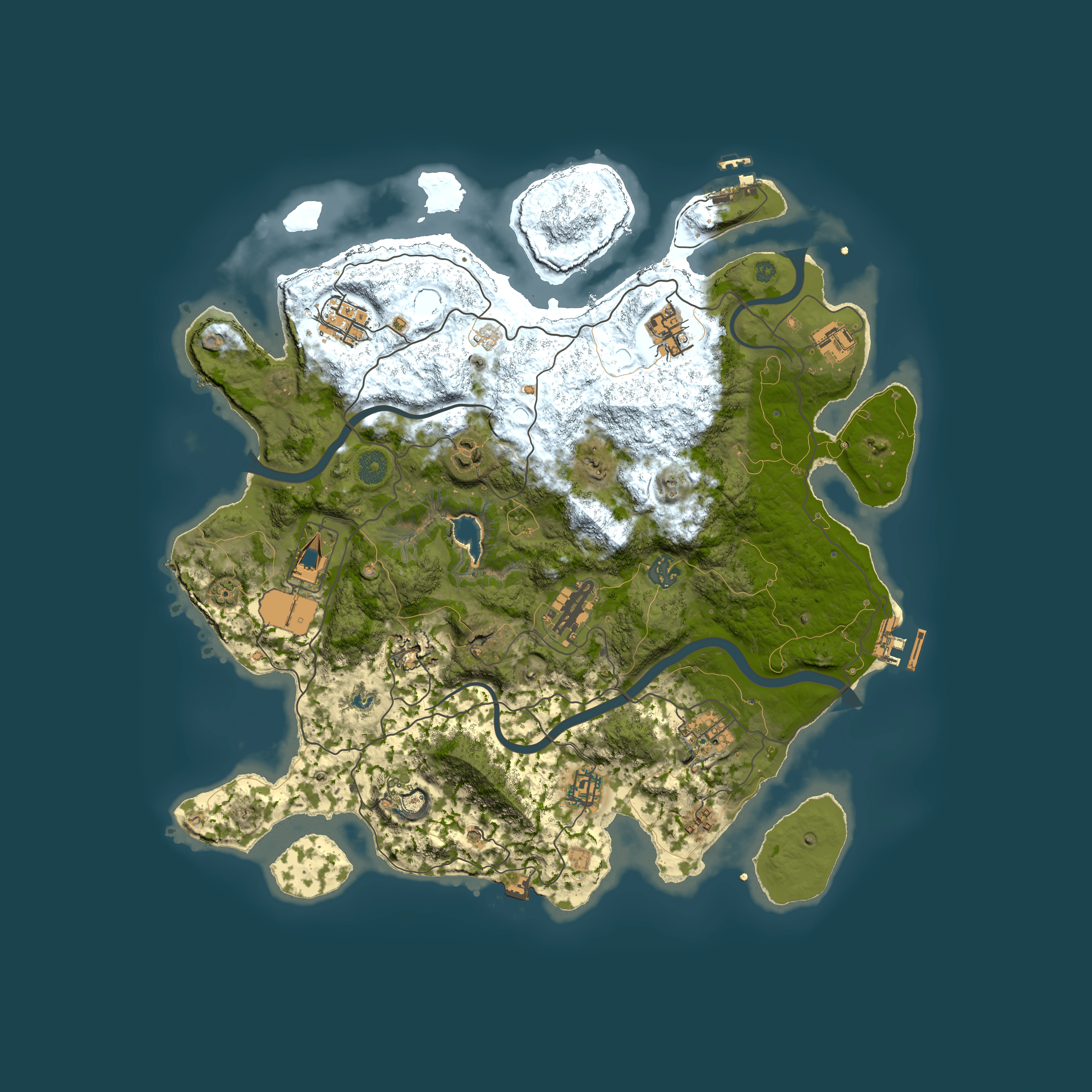 Full top-down render of Rust map seed 1477460717, 4000x4000m