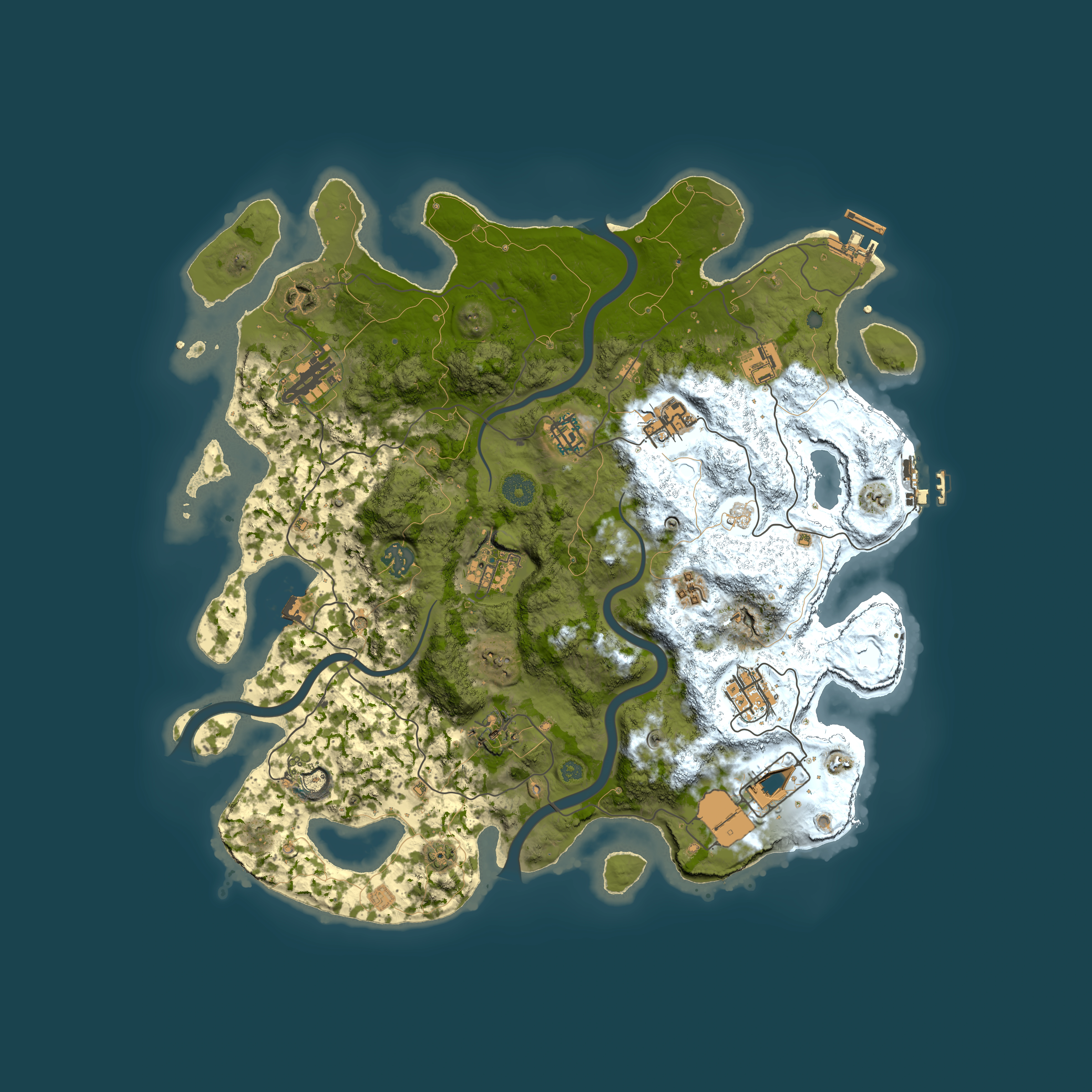 Full top-down render of Rust map seed 450028517, 3950x3950m