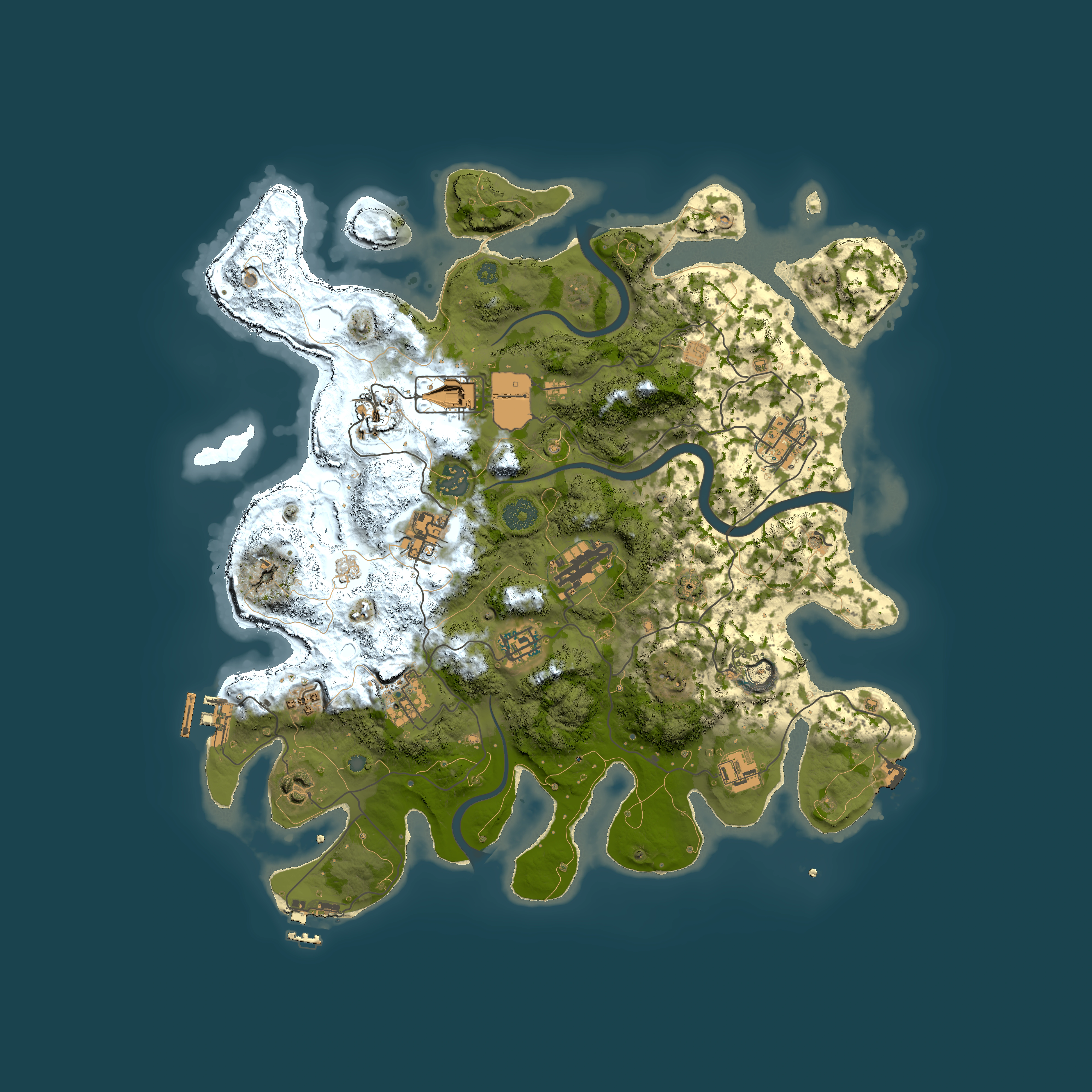 Full top-down render of Rust map seed 594456158, 3800x3800m