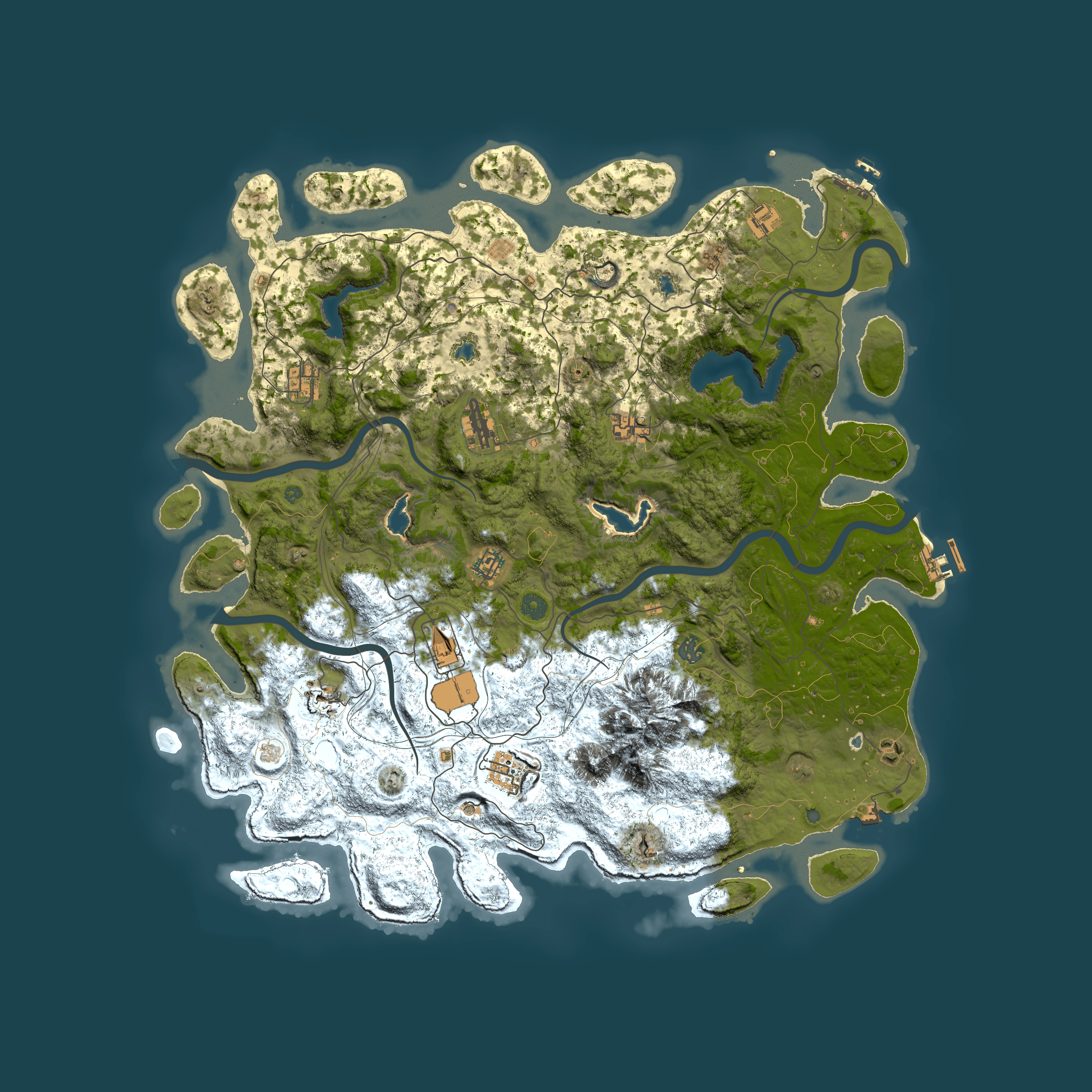 Full top-down render of Rust map seed 1588843197, 5000x5000m
