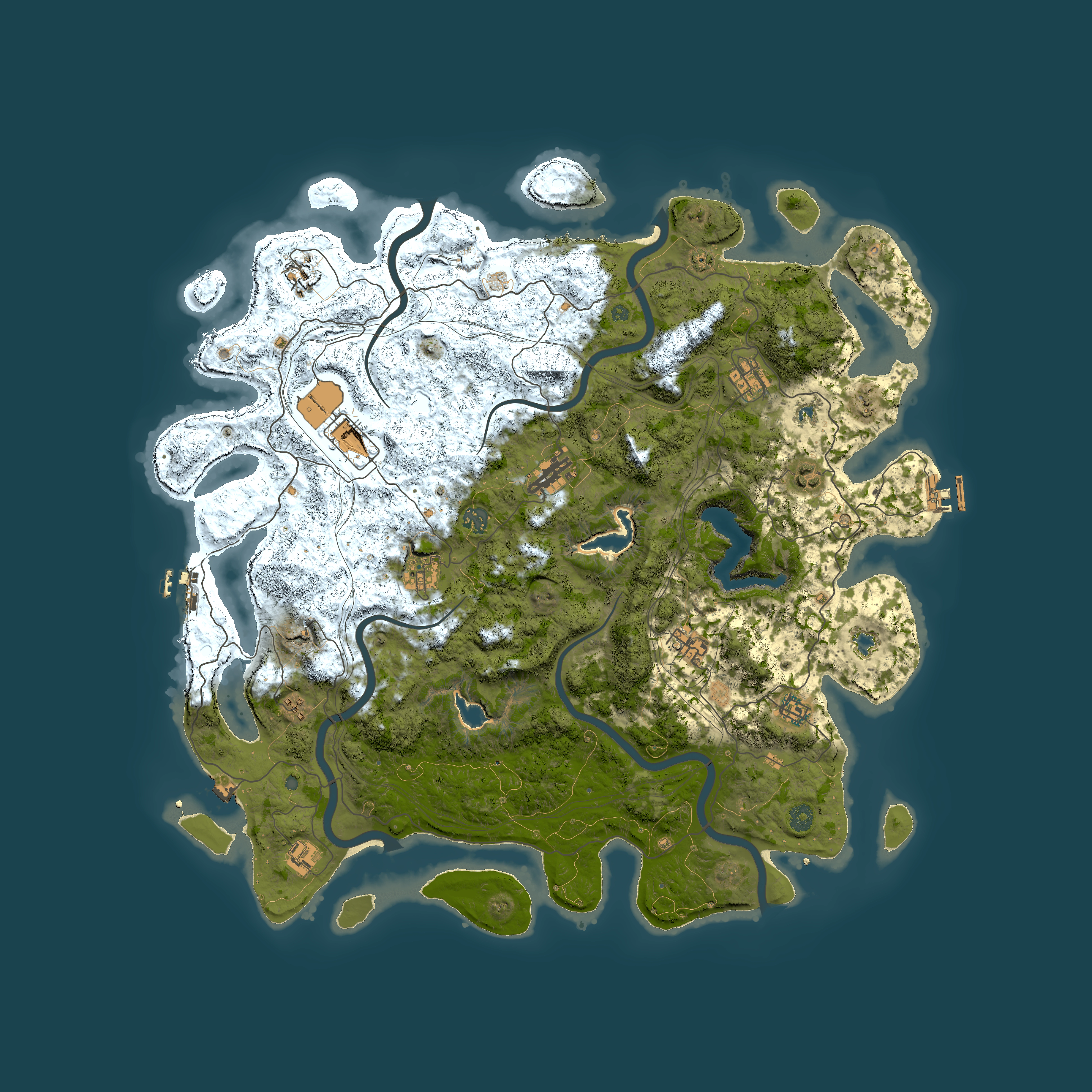 Full top-down render of Rust map seed 27658375, 4900x4900m