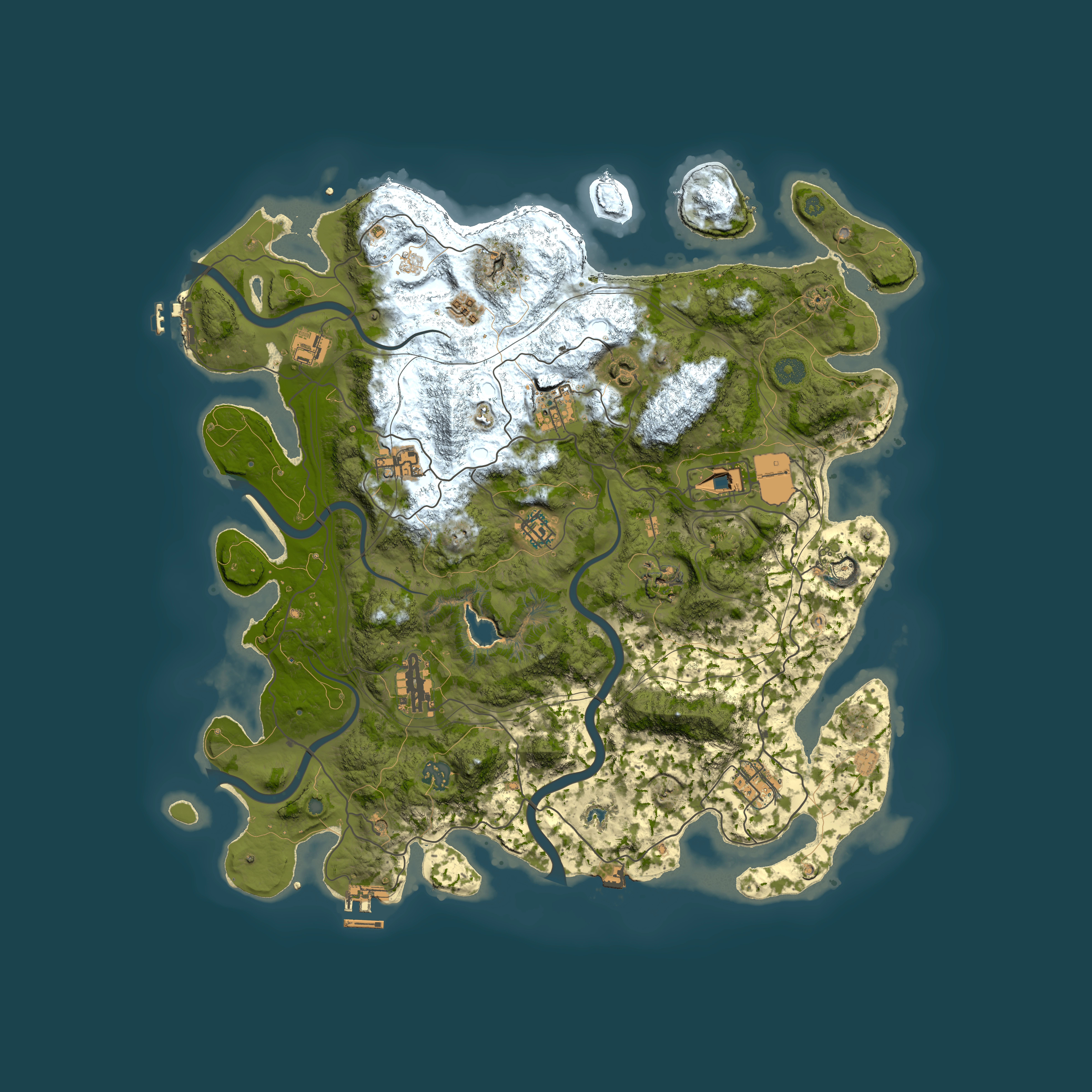 Full top-down render of Rust map seed 42865414, 4300x4300m