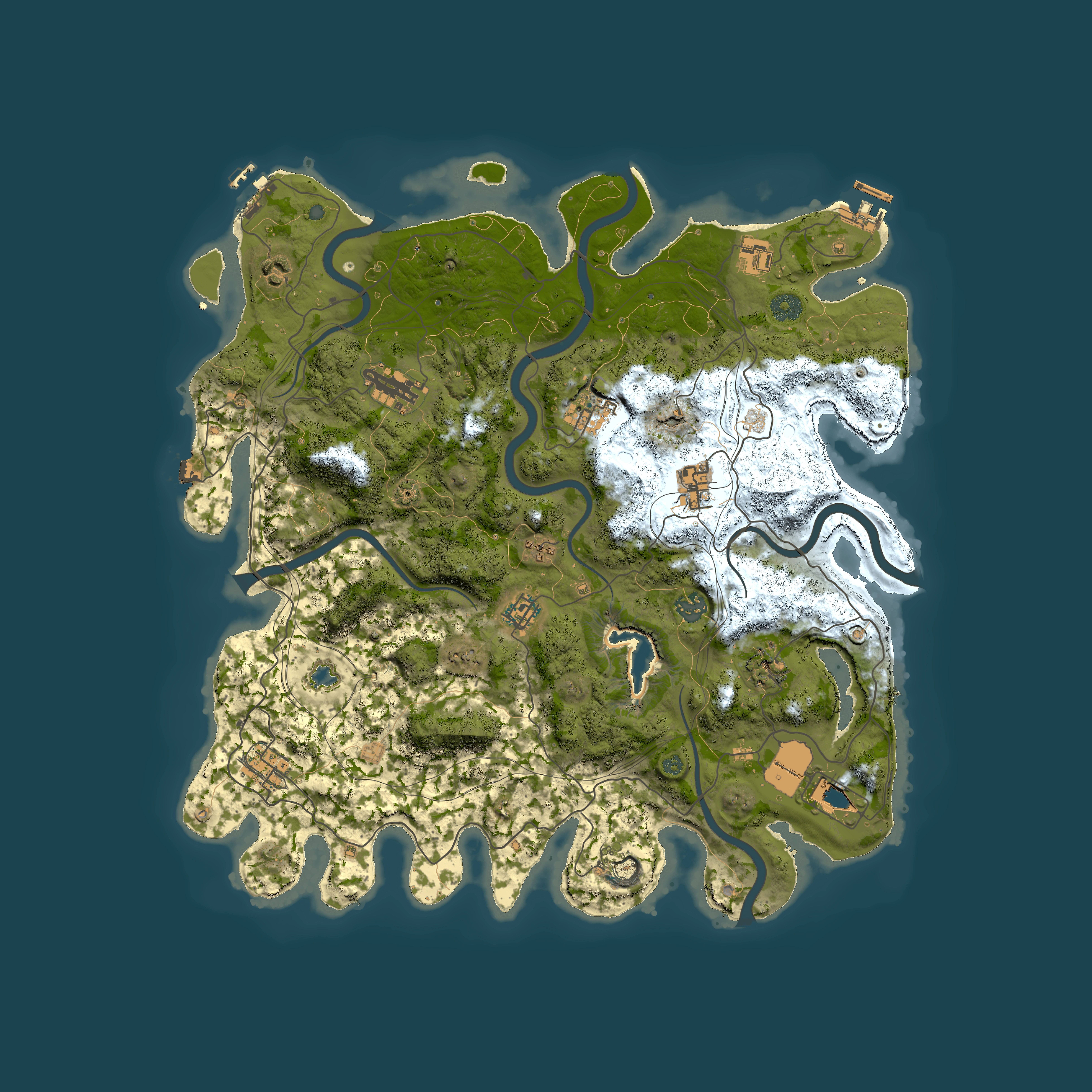 Full top-down render of Rust map seed 104109900, 4250x4250m