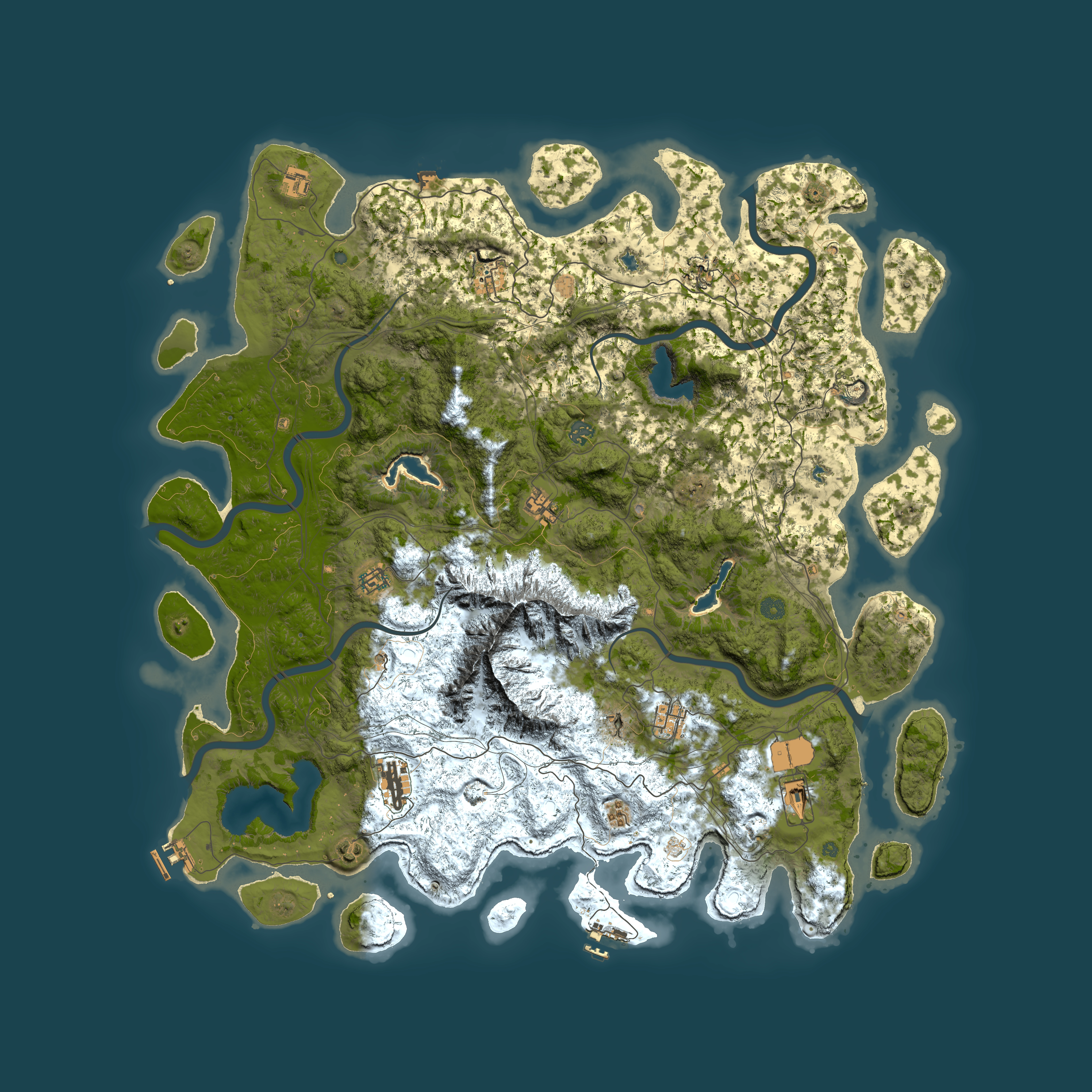 Full top-down render of Rust map seed 1461575661, 5400x5400m