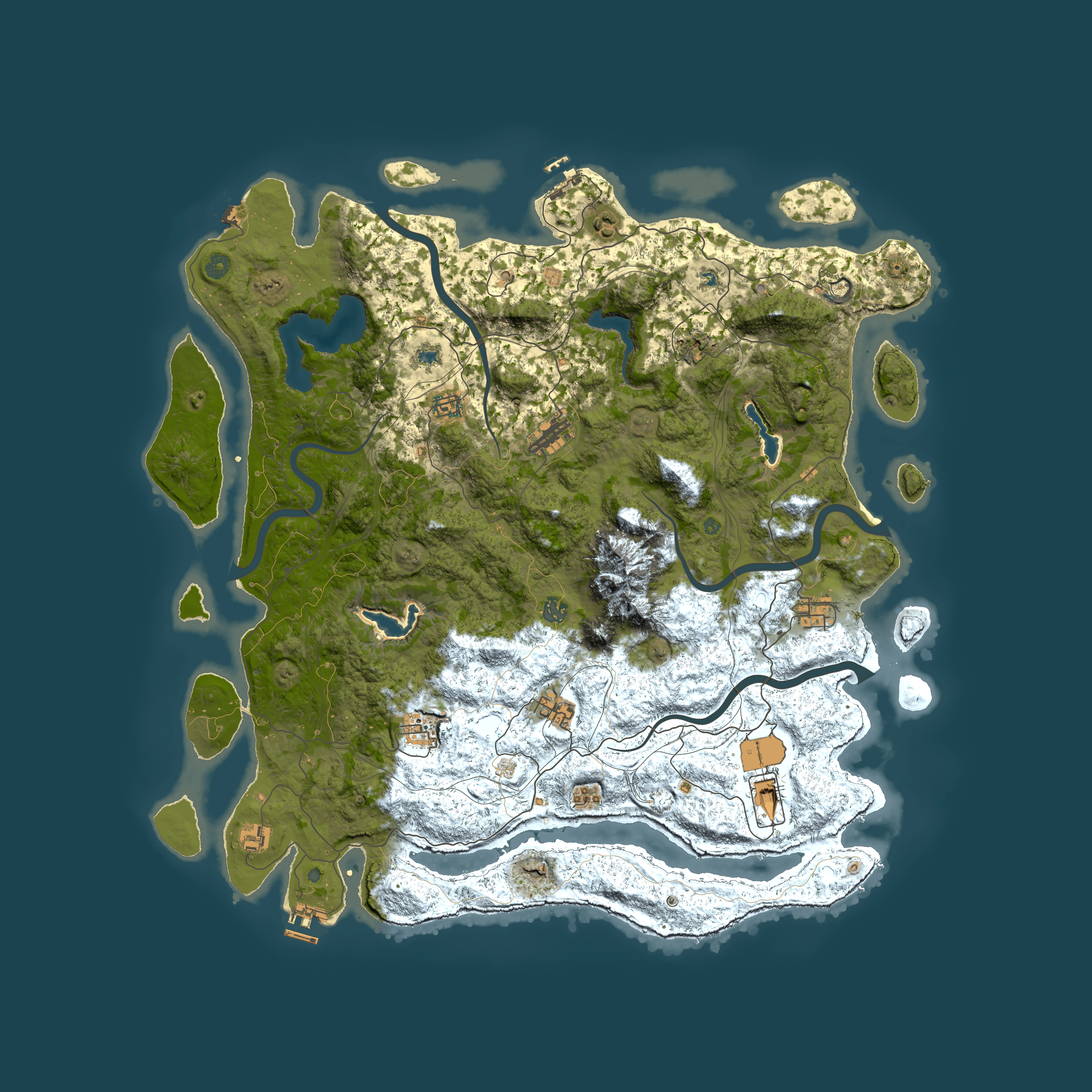 Full top-down render of Rust map seed 1932199232, 5150x5150m